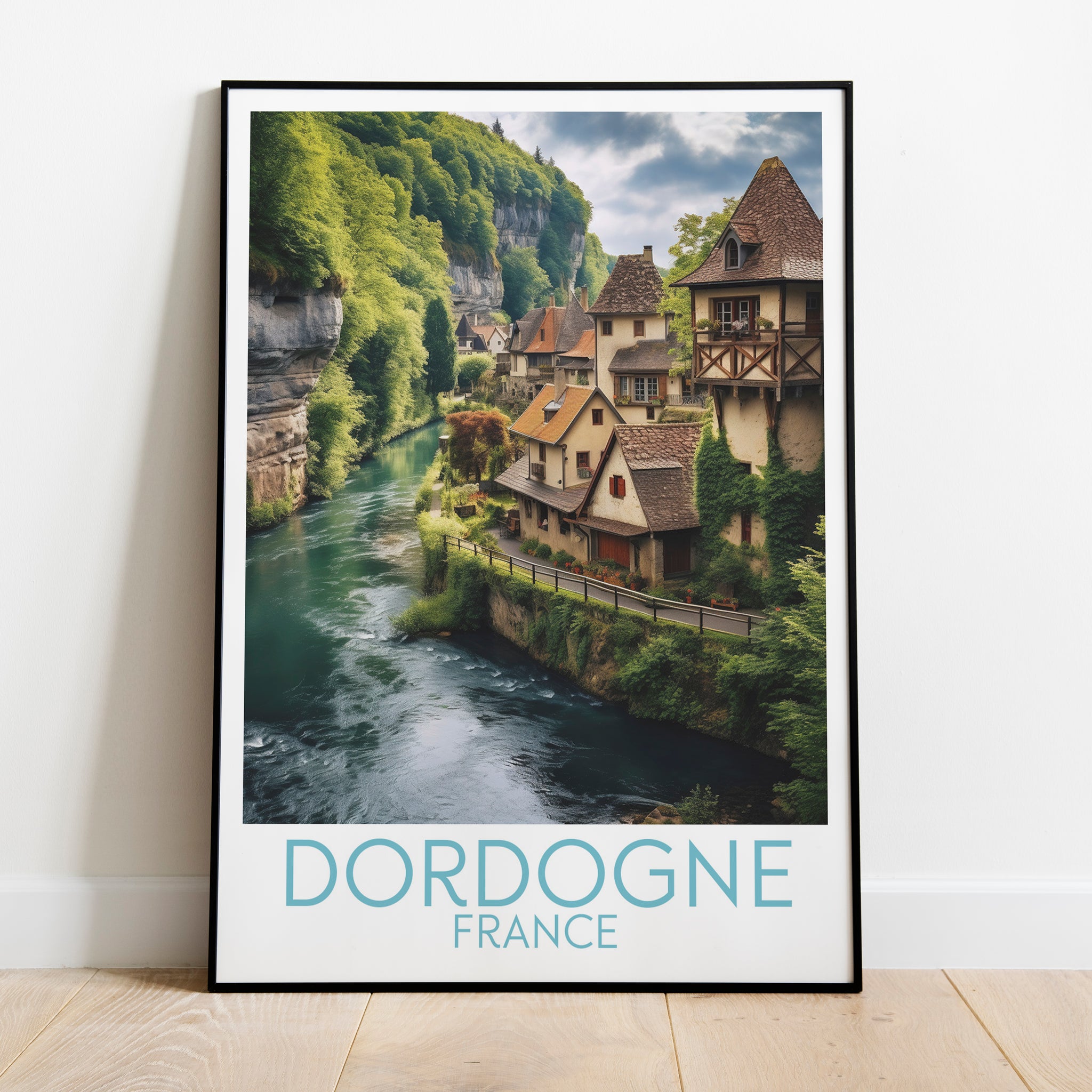 Dordogne travel poster on the ground France