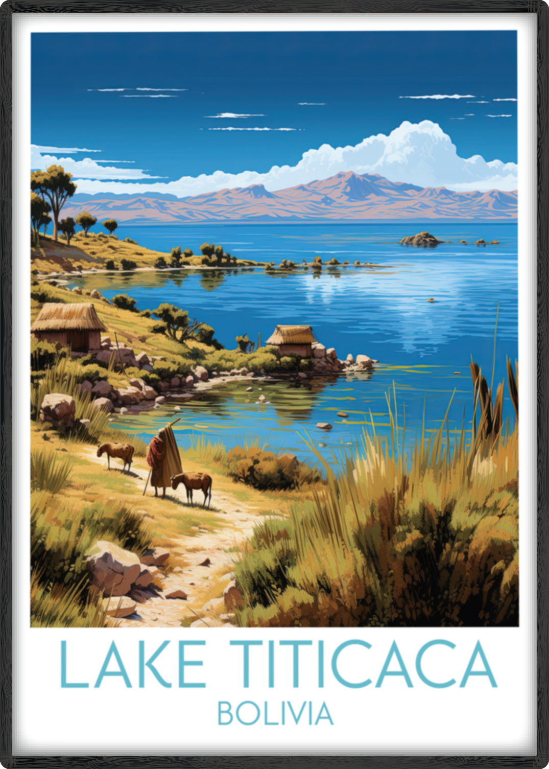 lake titicaca travel poster main bolivia