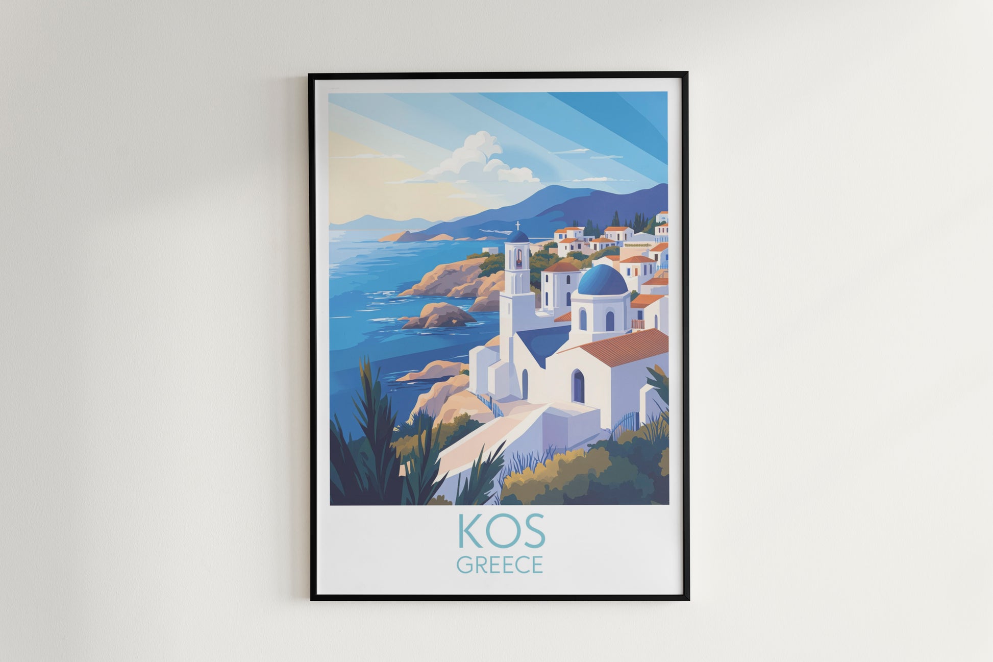 Kos travel poster on the wall Greece