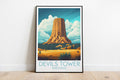 Devils Tower travel poster on the ground Wyoming