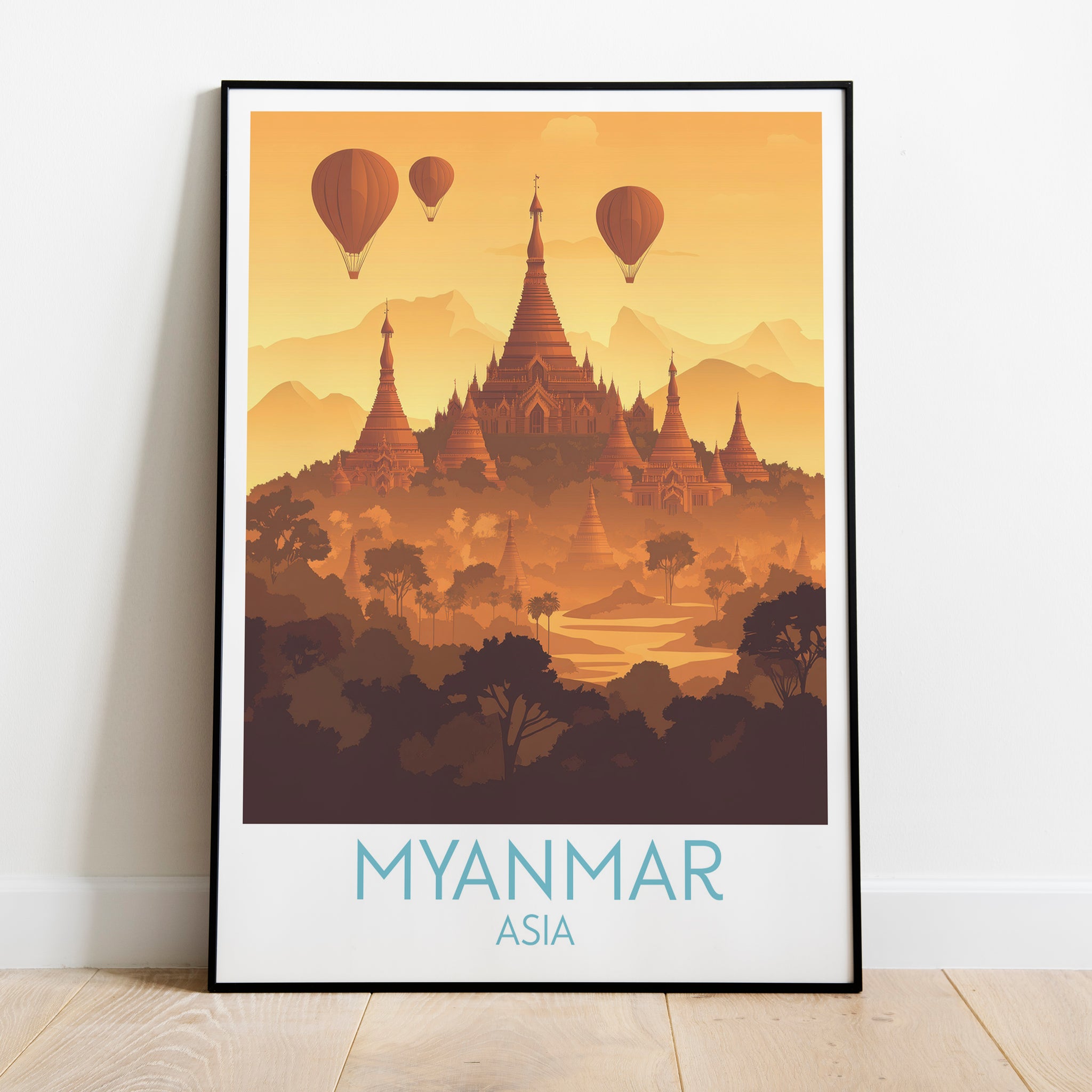 Myanmar travel poster on the ground Asia