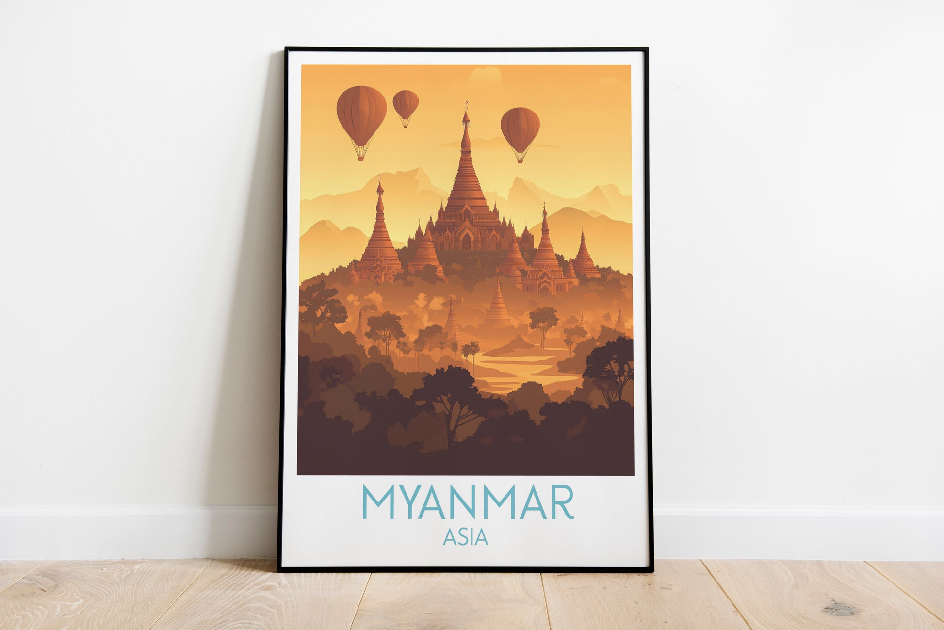 Myanmar travel poster on the ground Asia