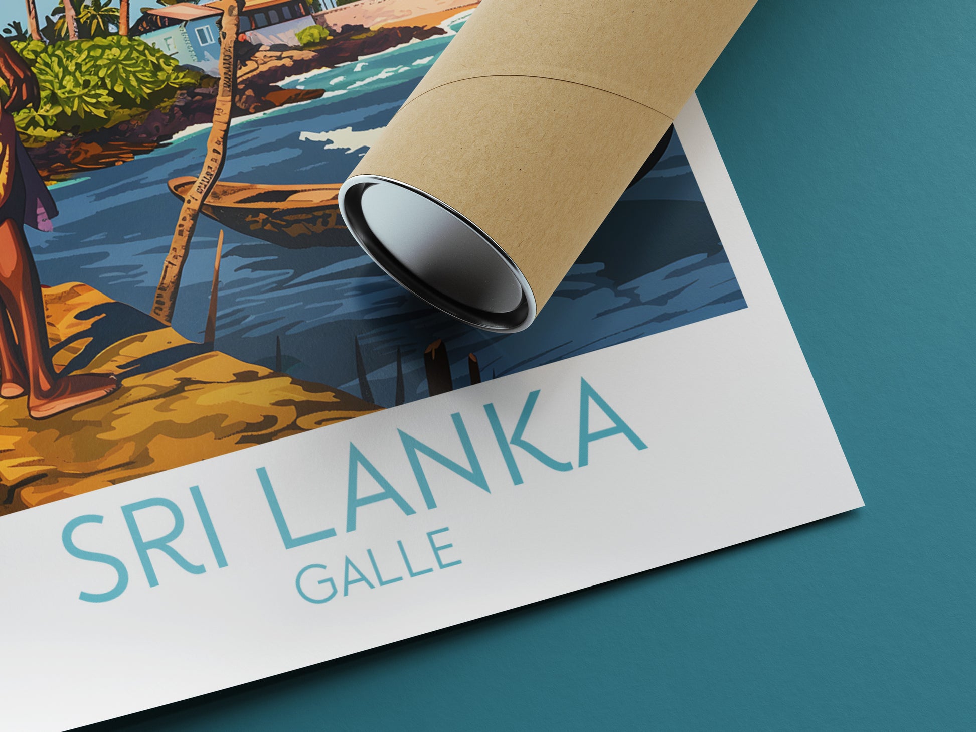 Sri Lanka travel poster rolled Galle