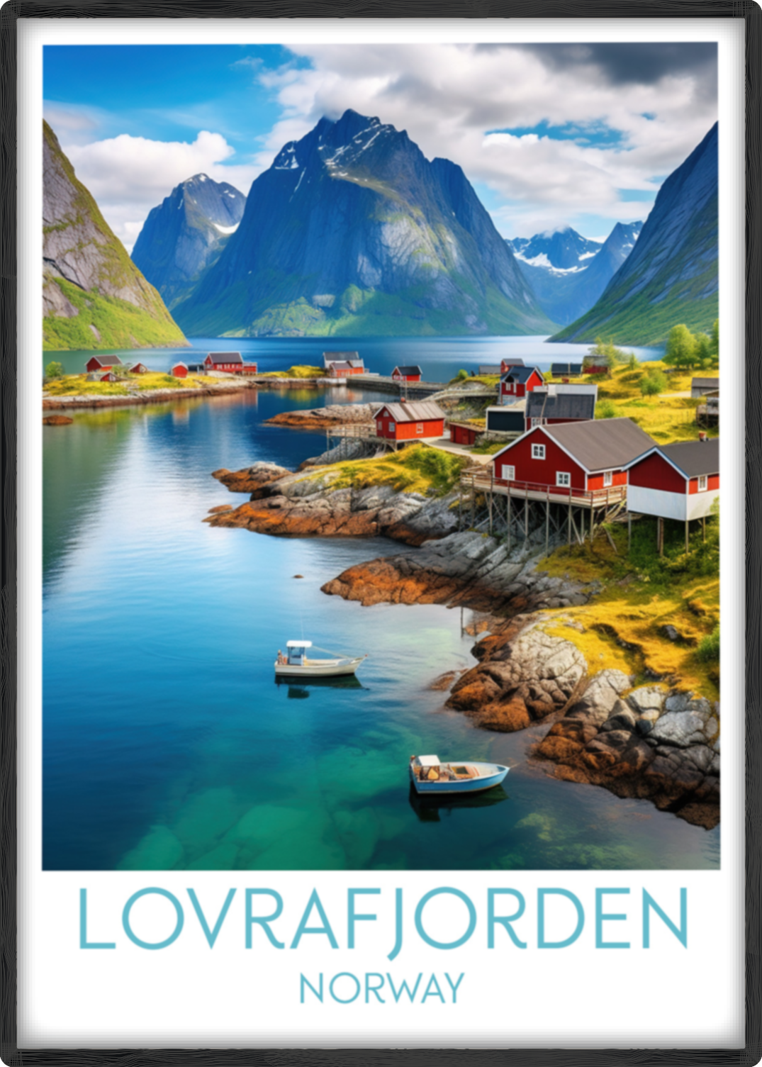 lovrafjorden travel poster main norway