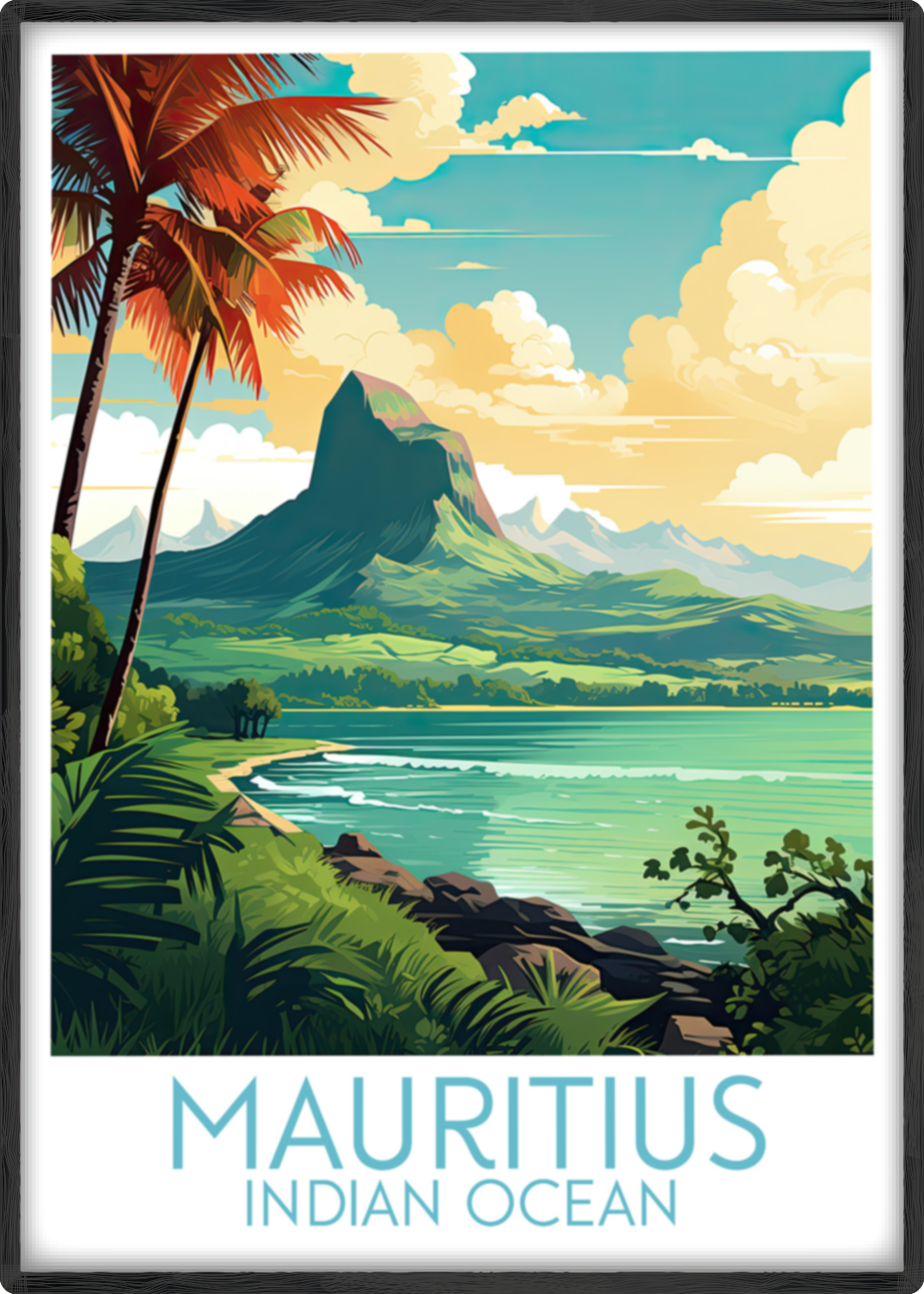 mauritius travel poster main indian ocean