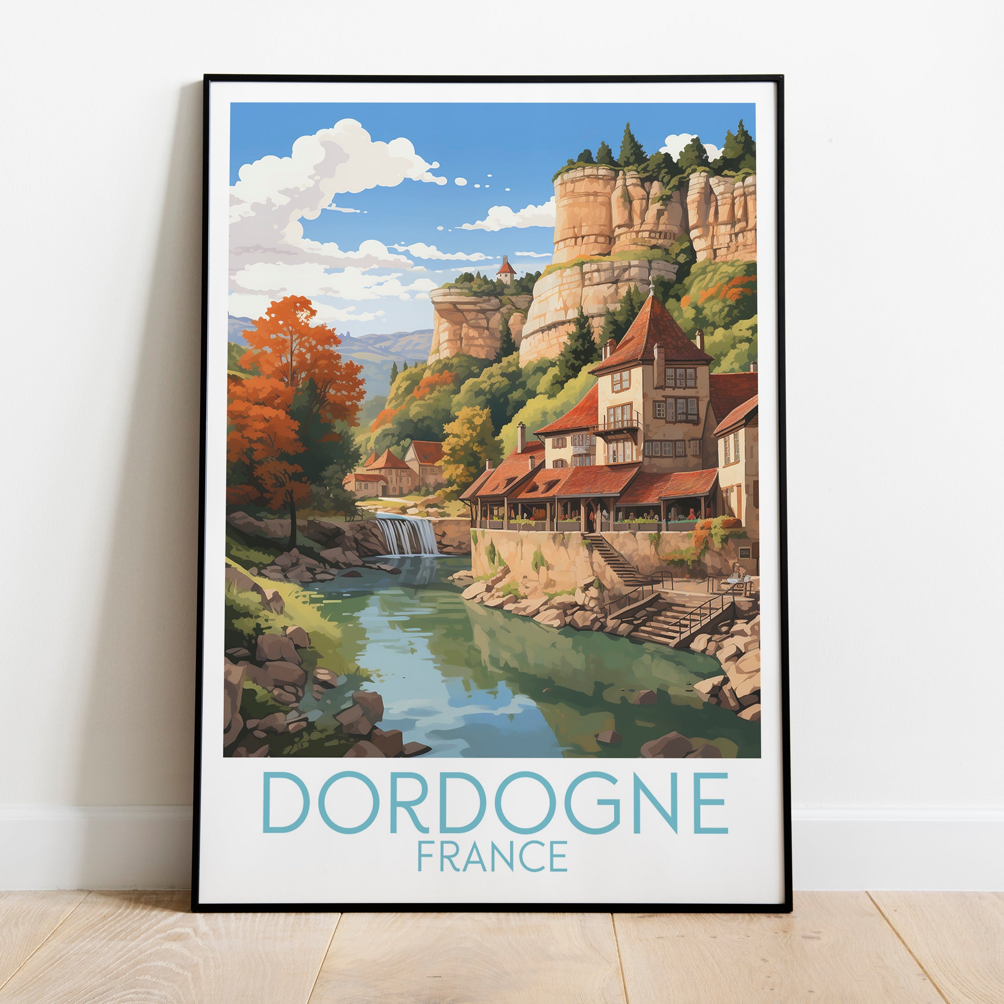 Dordogne travel poster on the ground France