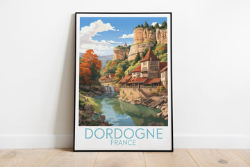 Dordogne travel poster on the ground France