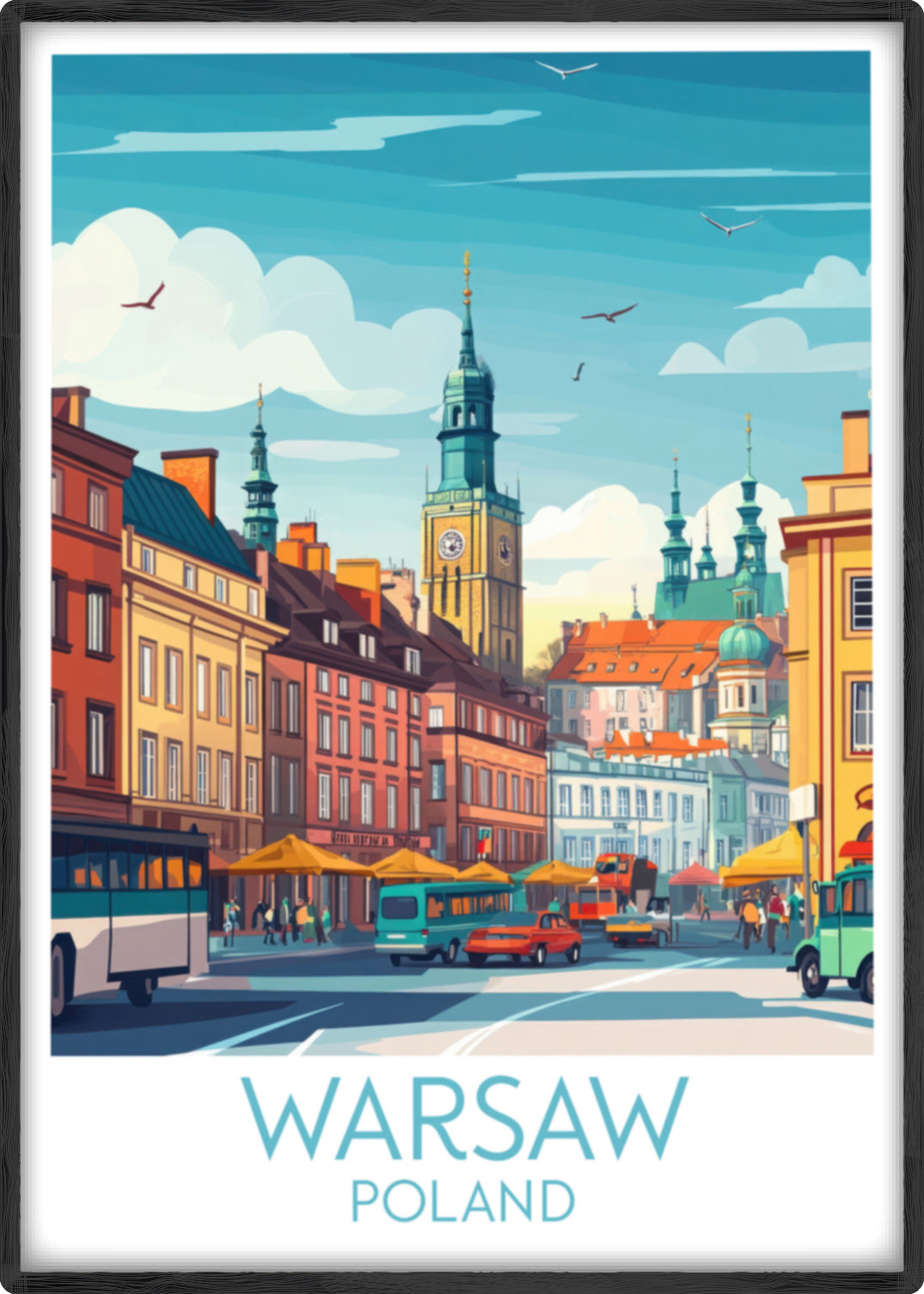 Warsaw travel poster main Poland