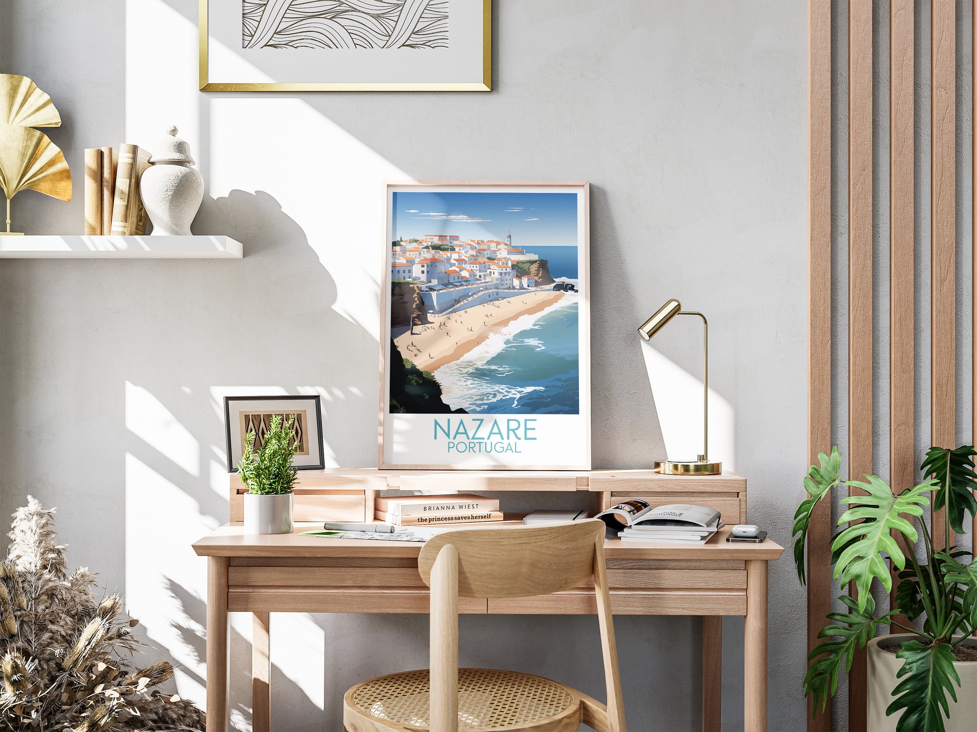 Nazare travel poster for desk Portugal