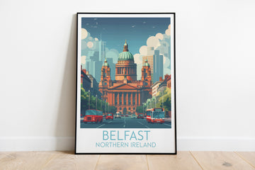 Belfast travel poster on the ground Northern Ireland