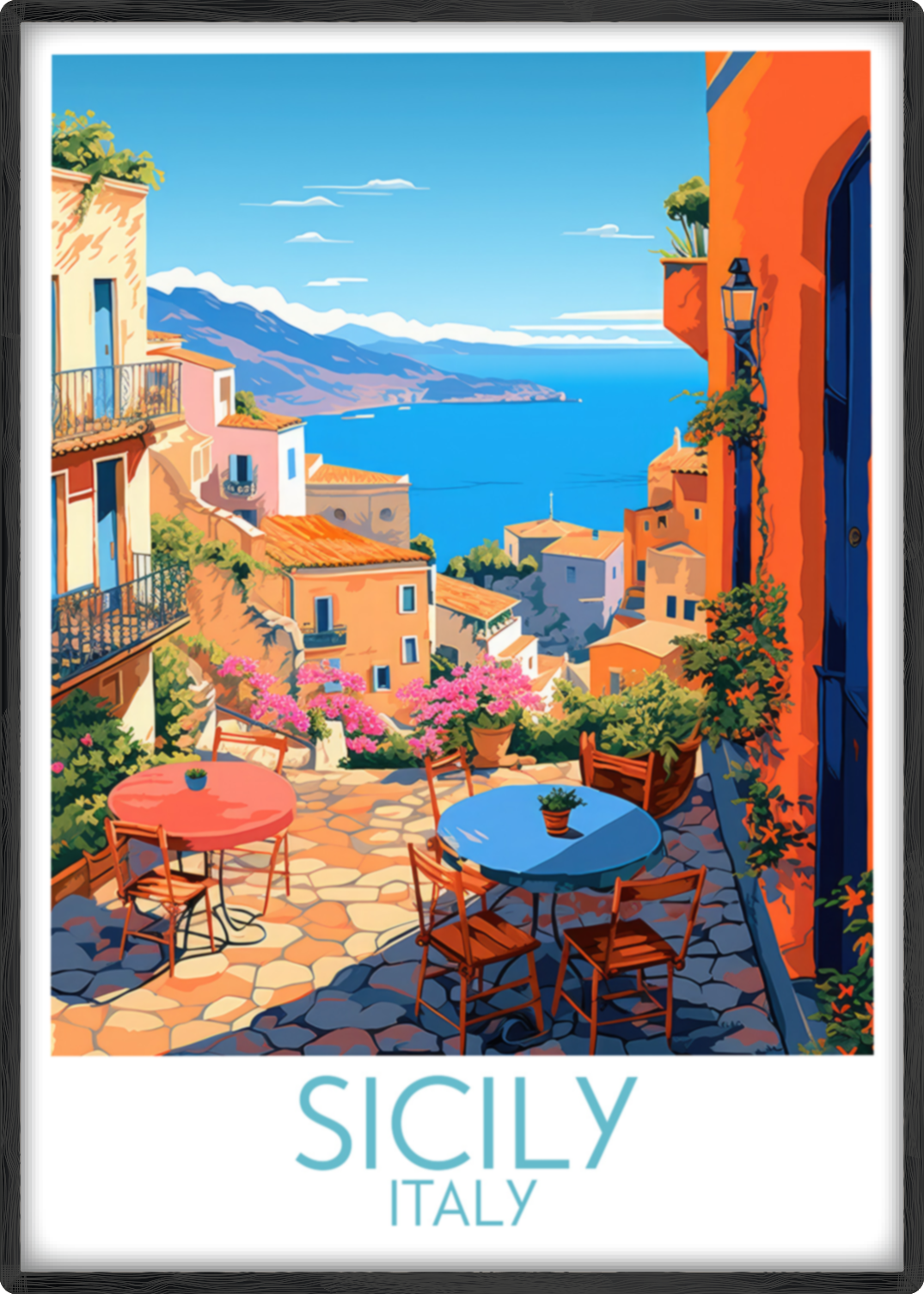 sicily travel poster main italy