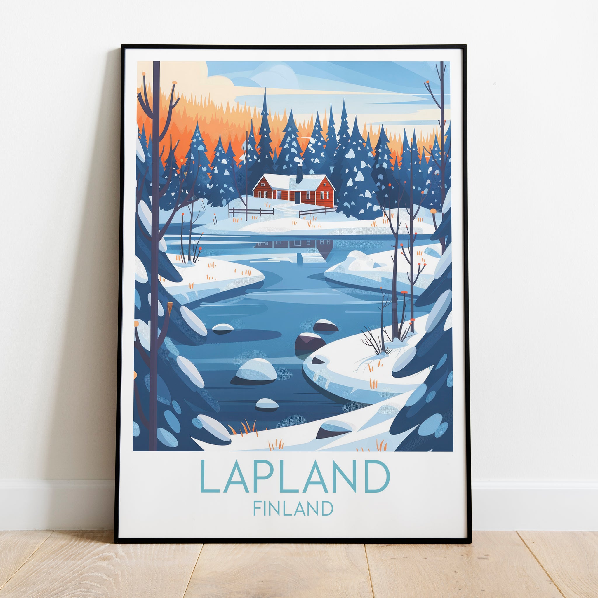 Lapland travel poster on the ground Finland