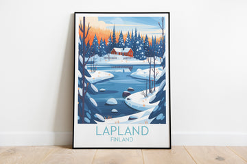 Lapland travel poster on the ground Finland