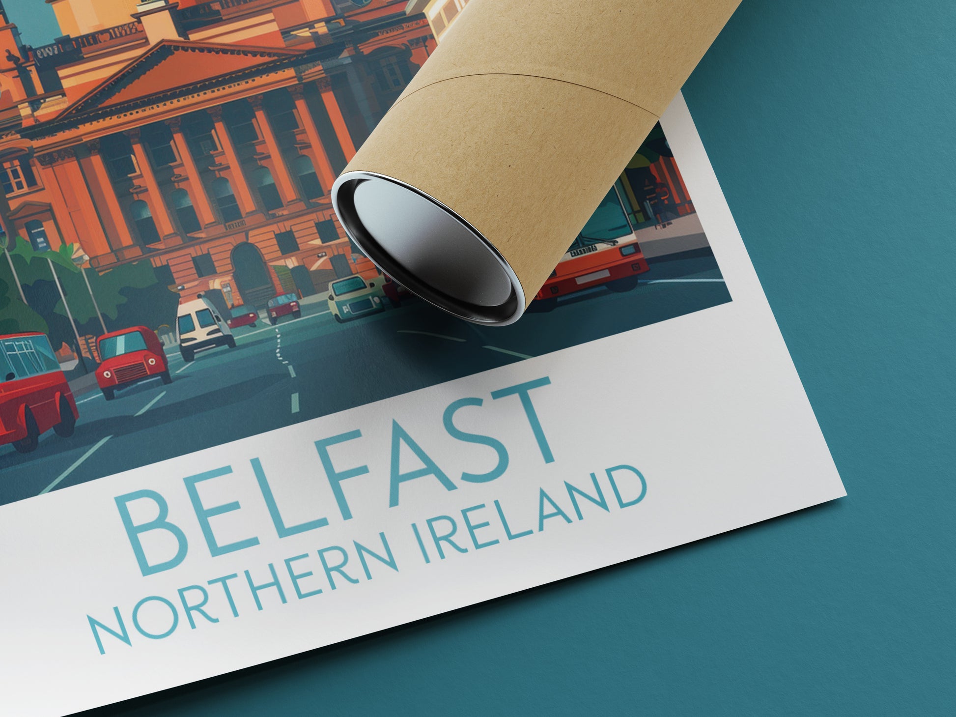 Belfast travel poster rolled Northern Ireland