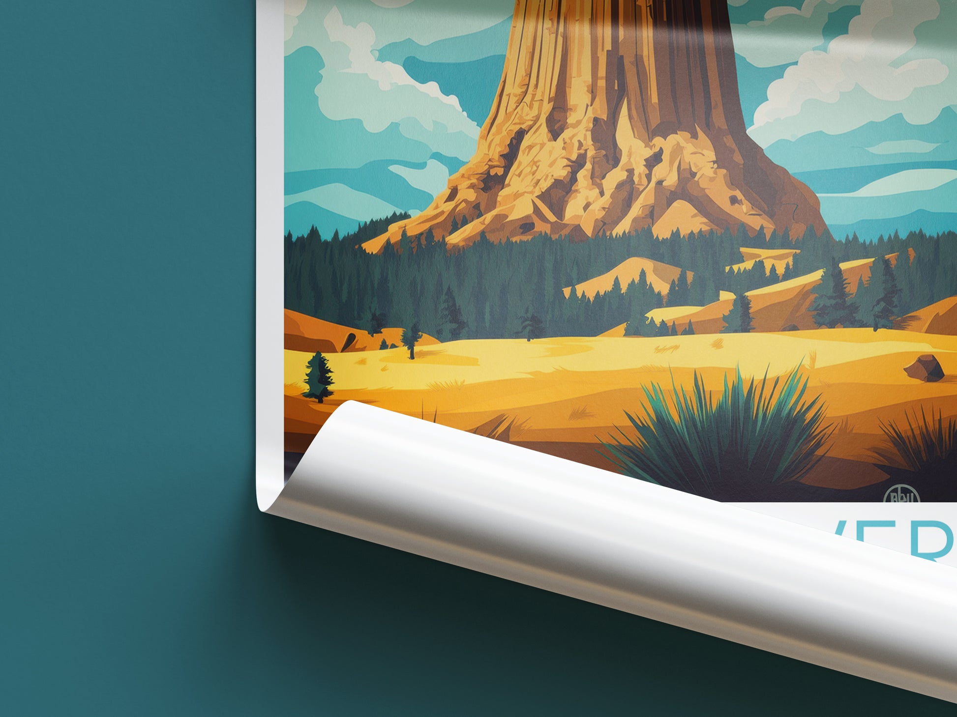 Devils Tower travel poster roll up Wyoming