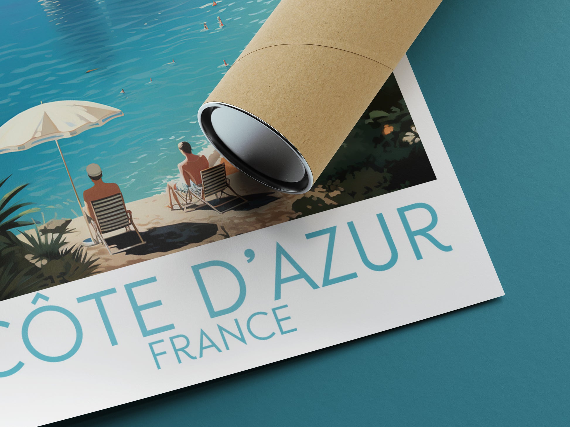 Côte d'Azur travel poster rolled France