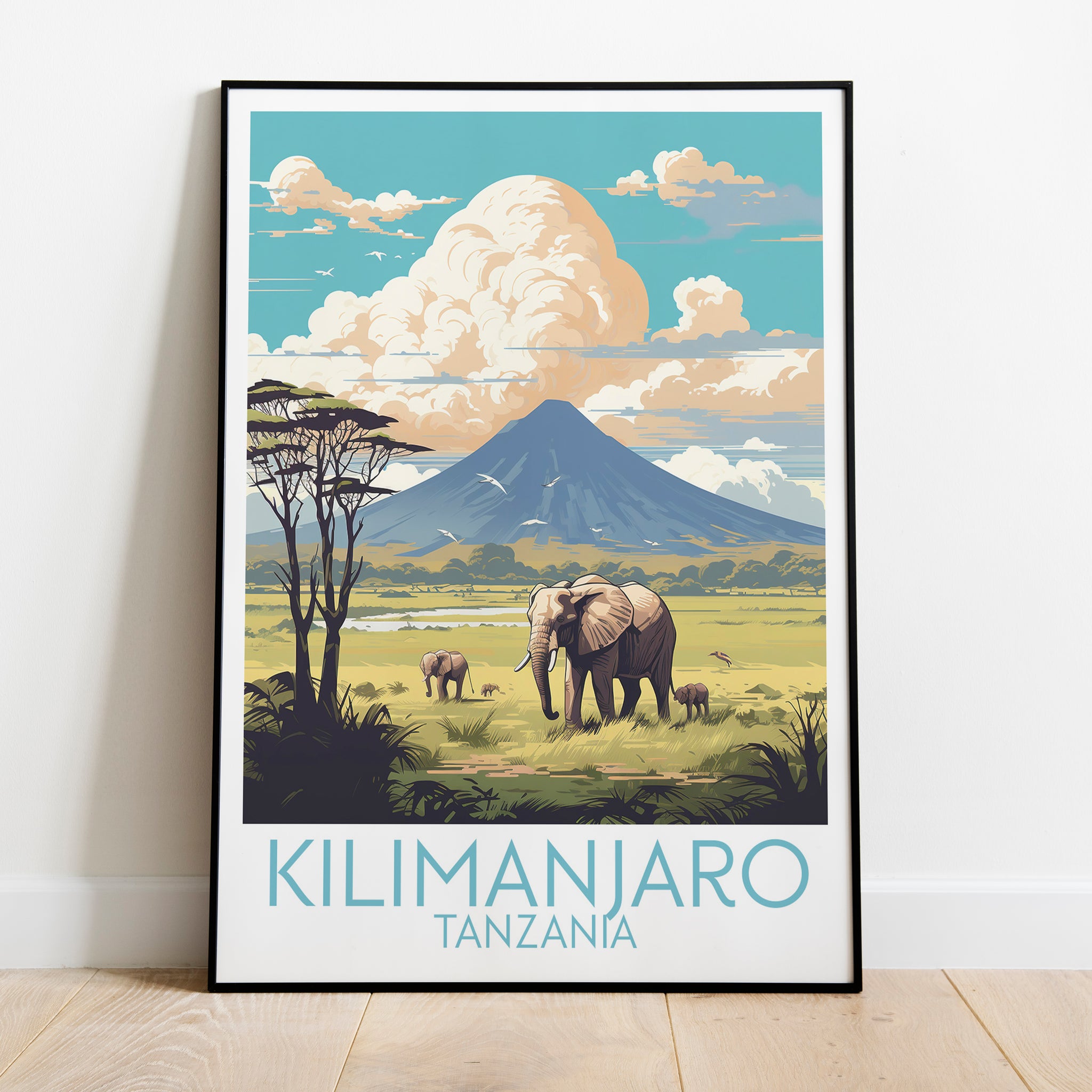 Kilimanjaro travel poster on the ground Tanzania