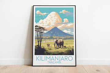 Kilimanjaro travel poster on the ground Tanzania