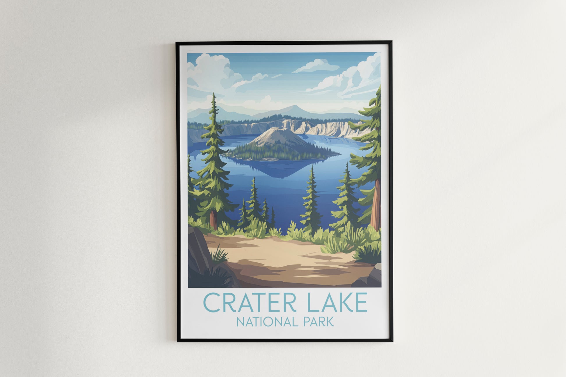 Crater Lake travel poster on the wall National Park