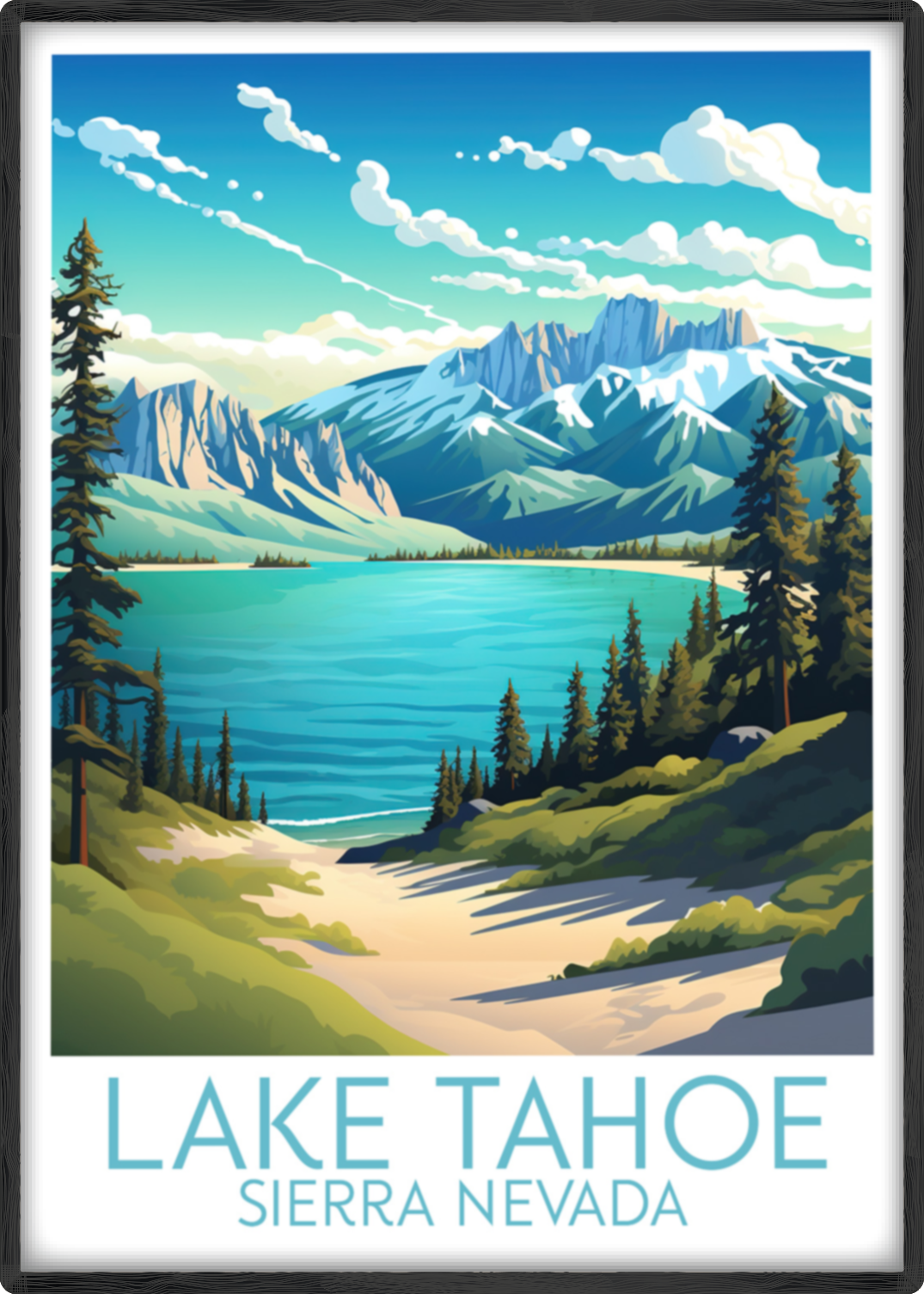 lake tahoe travel poster main sierra nevada