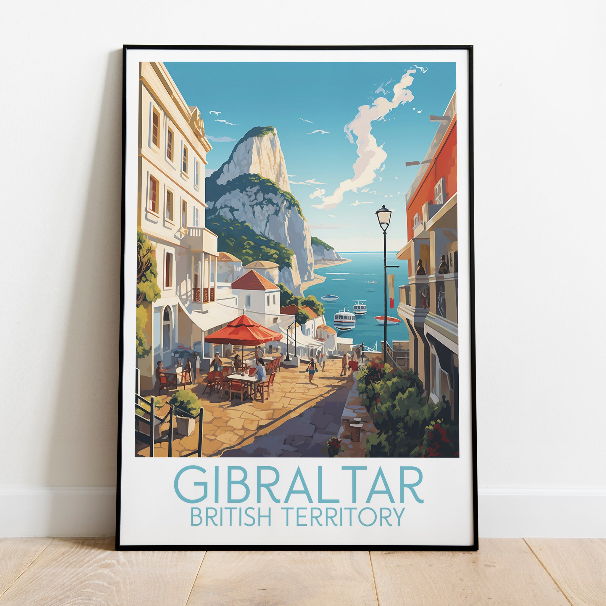 Gibraltar travel poster on the ground British Territory