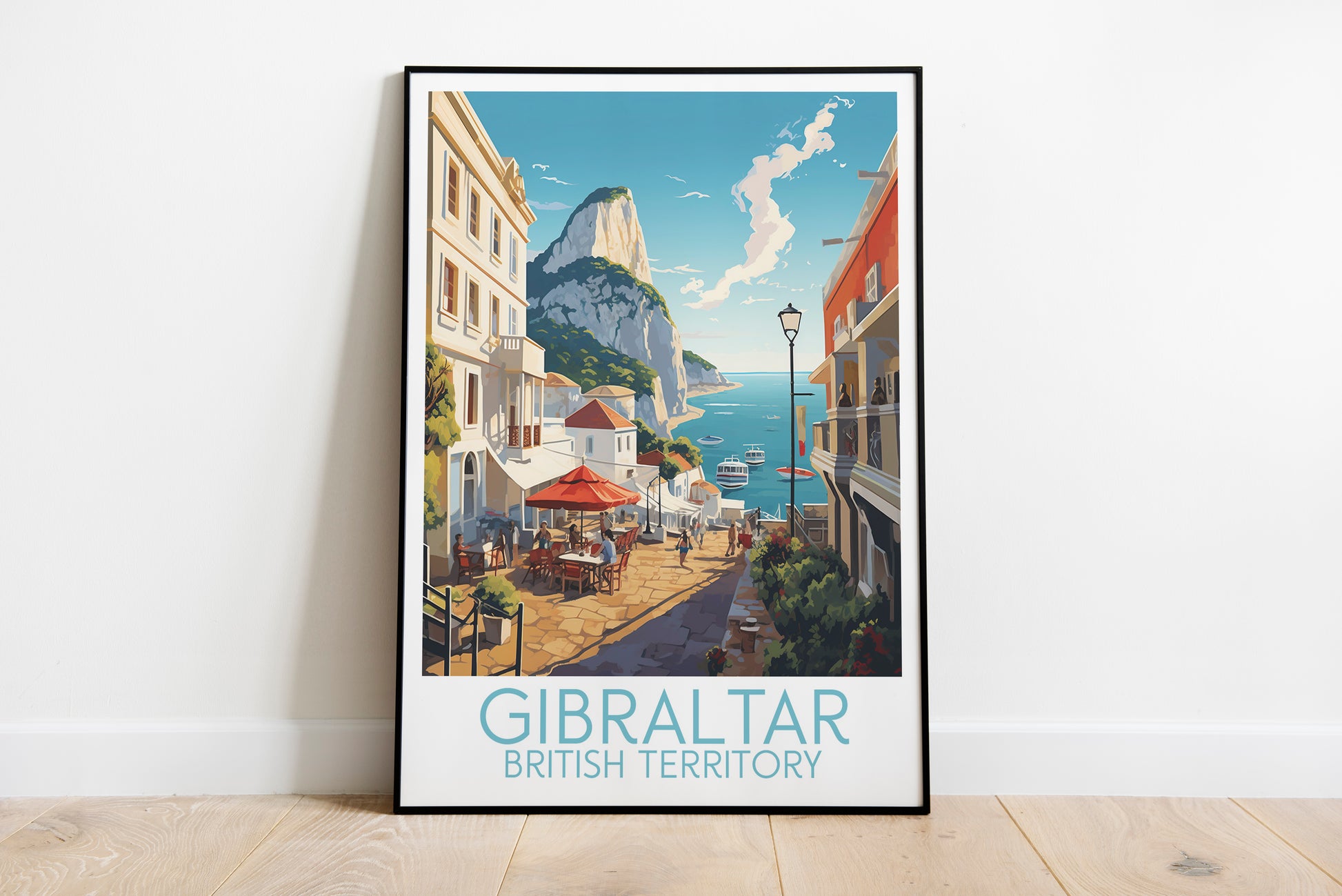 Gibraltar travel poster on the ground British Territory