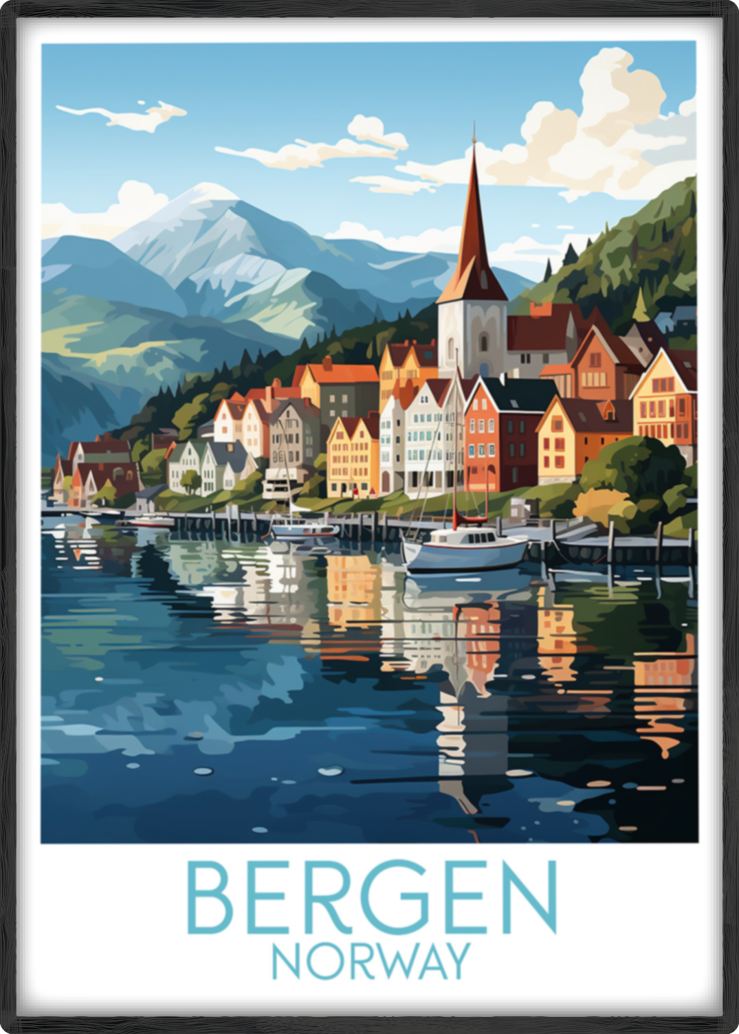 bergen travel poster main norway