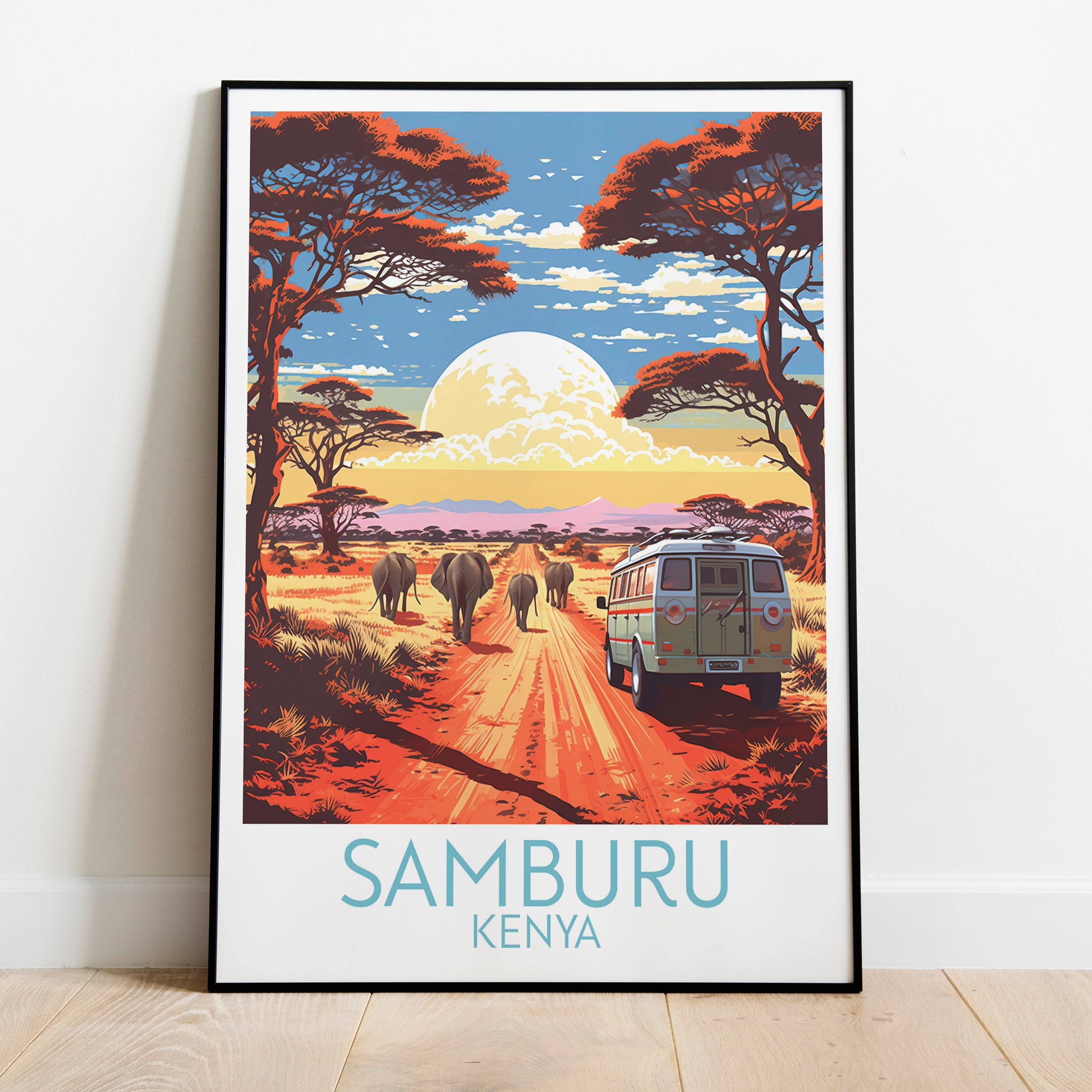 Samburu travel poster on the ground Kenya