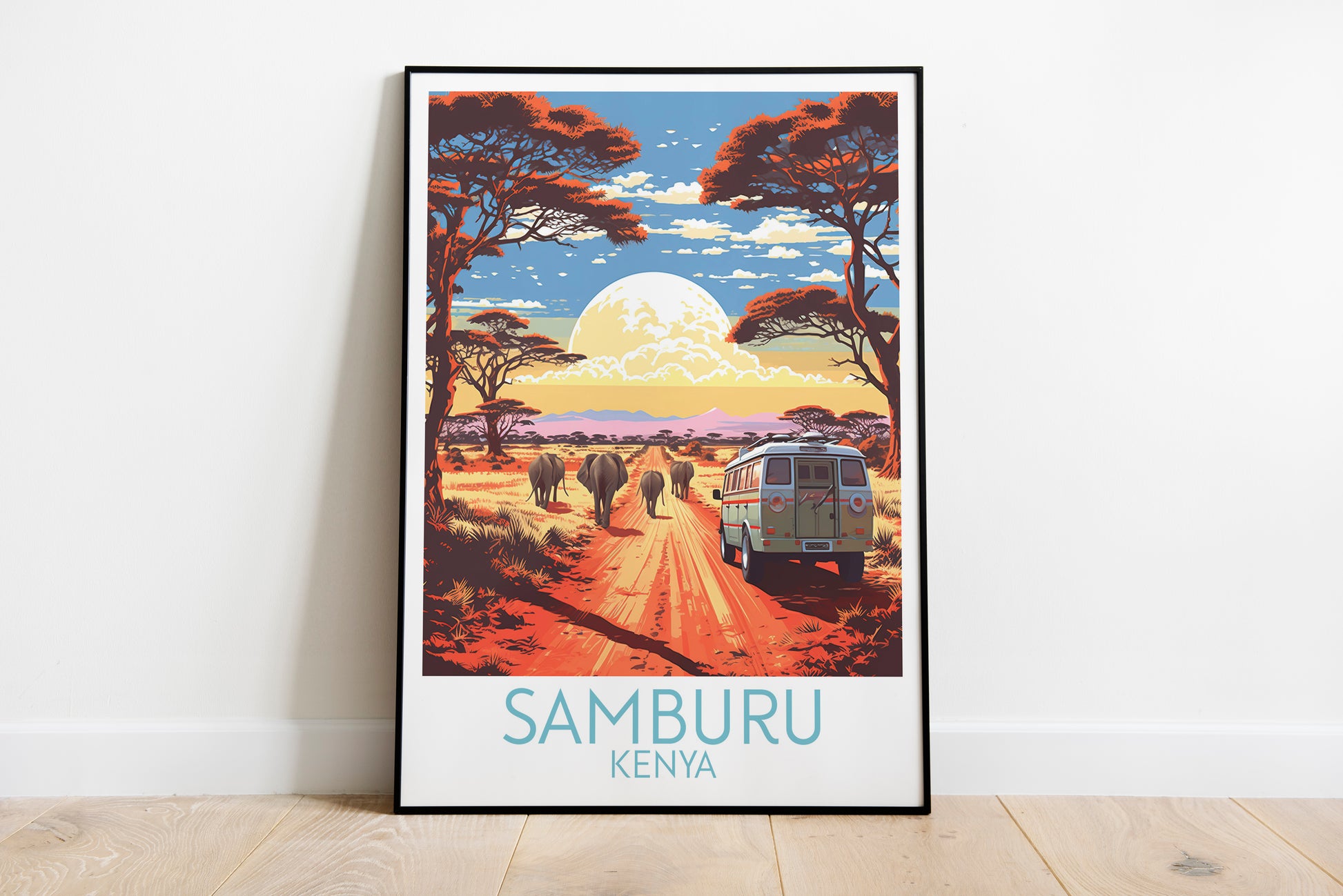 Samburu travel poster on the ground Kenya