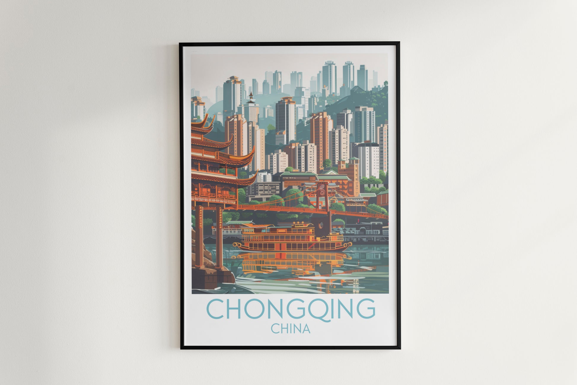 Chongqing travel poster on the wall China