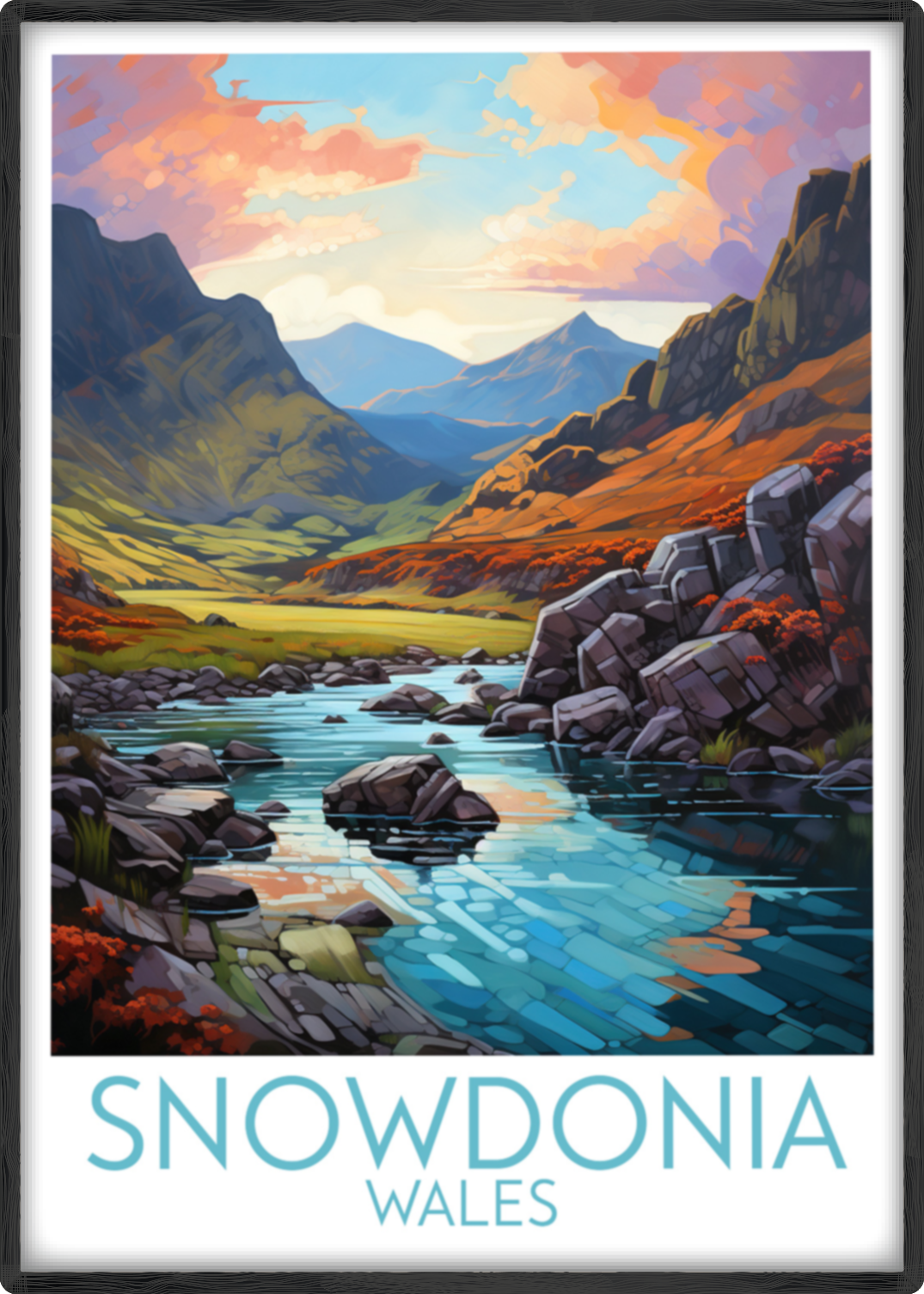 snowdonia travel poster main wales