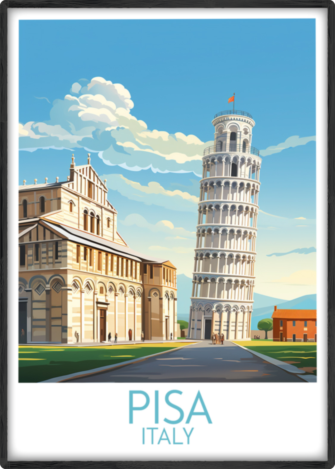 pisa travel poster main italy