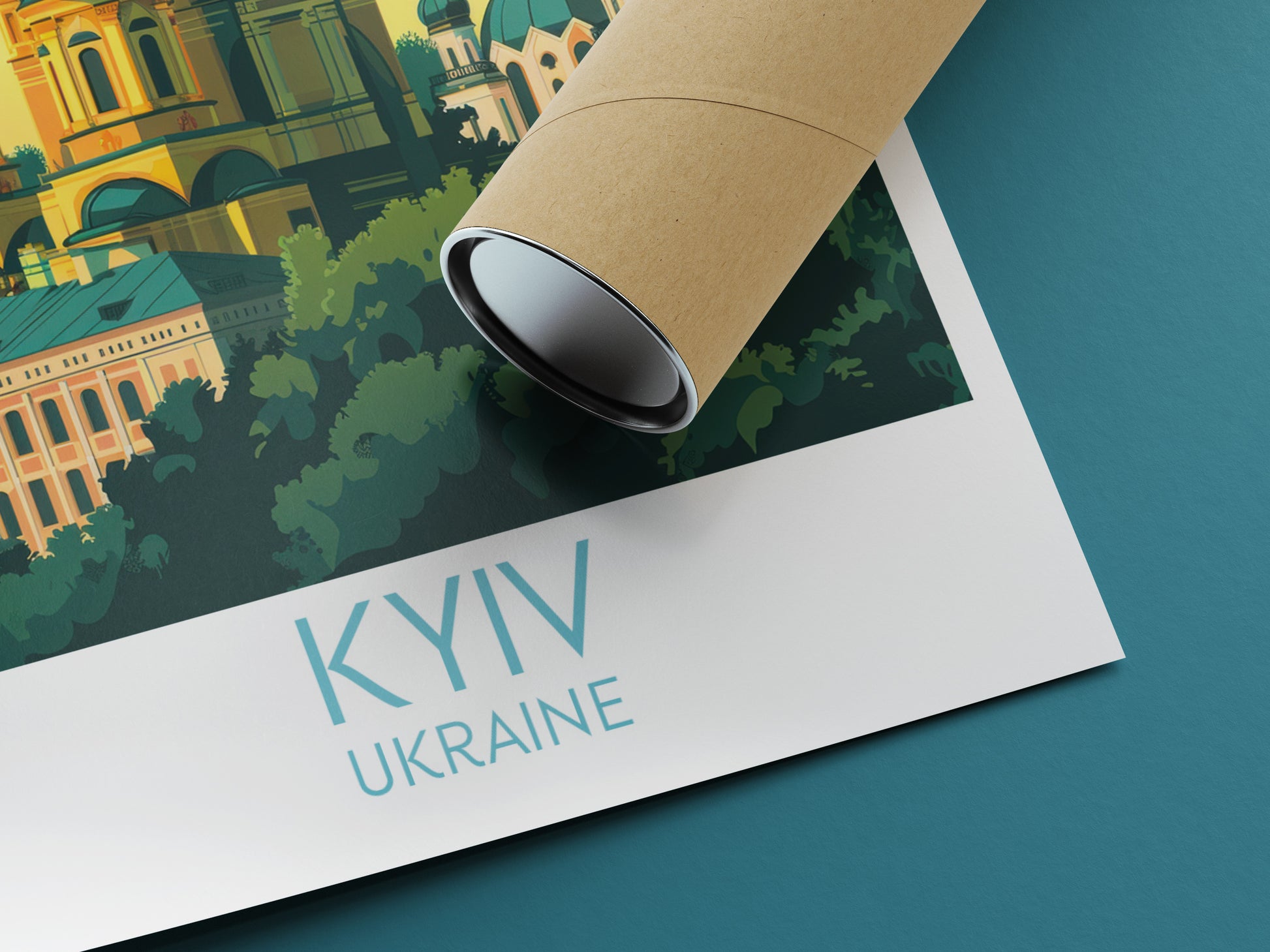 Kyiv travel poster rolled Ukraine