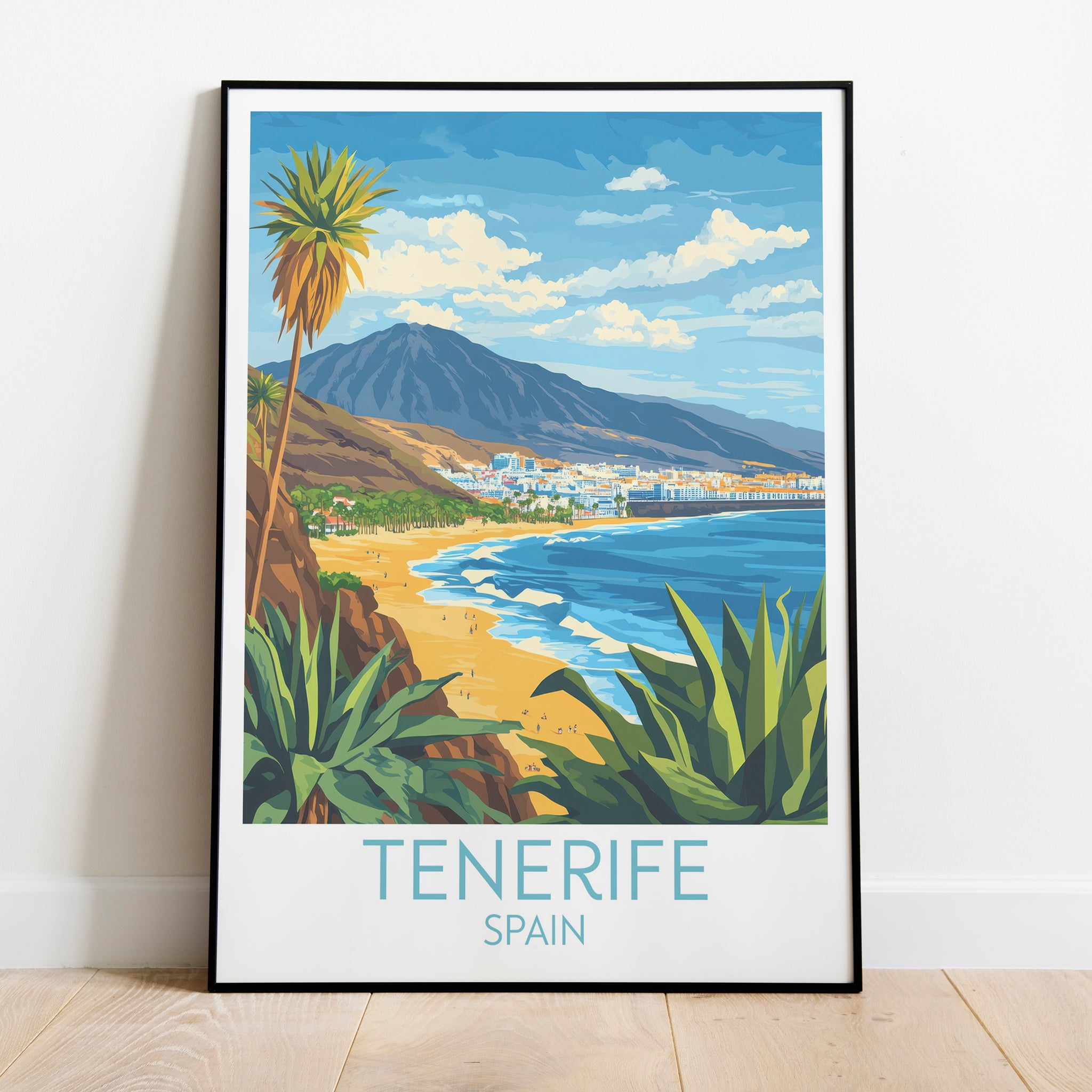 Tenerife travel poster on the ground Spain