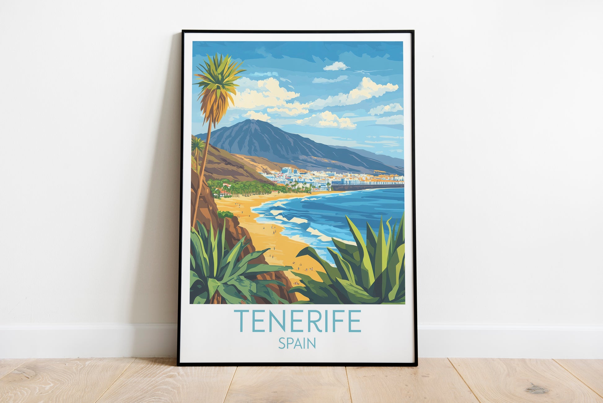 Tenerife travel poster on the ground Spain