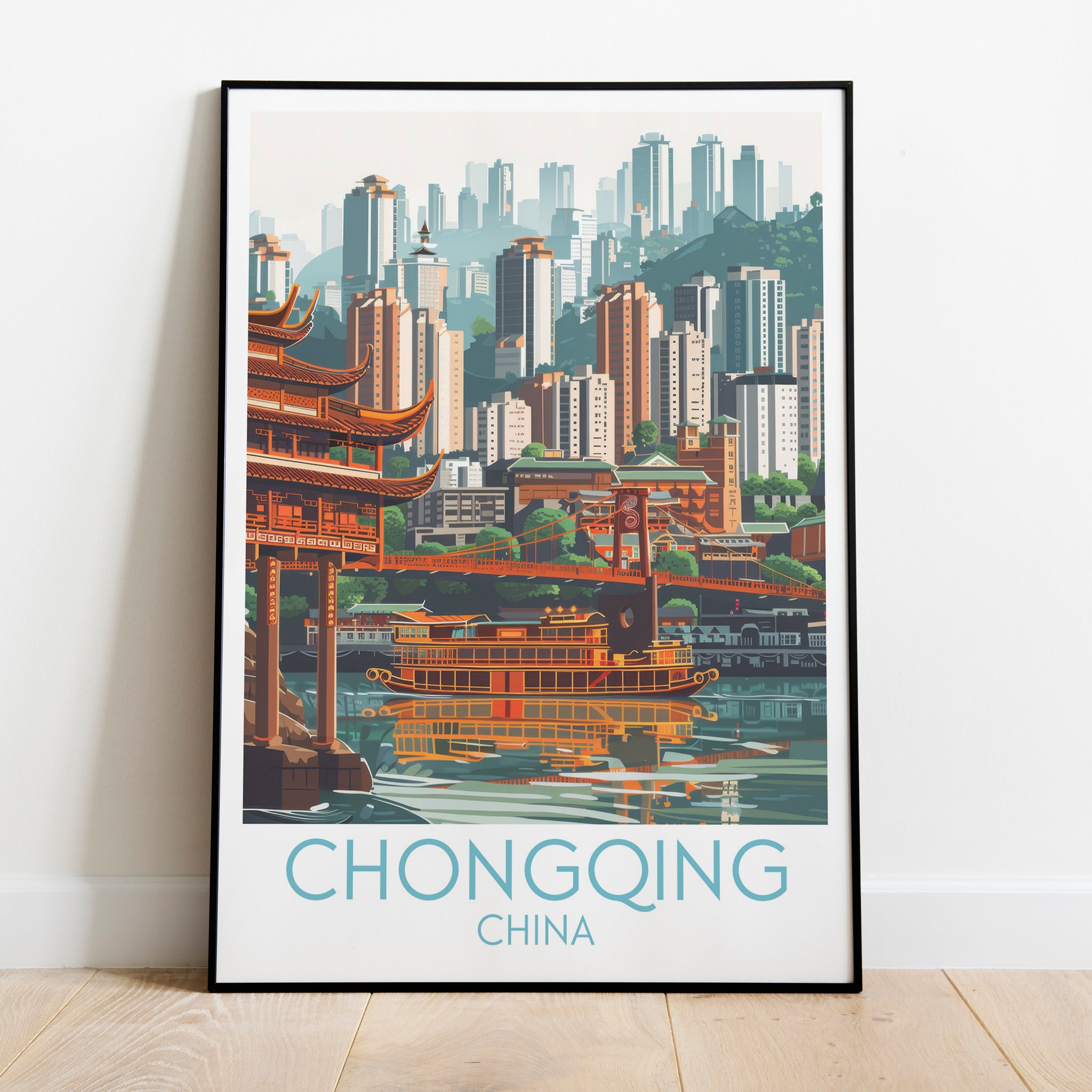 Chongqing travel poster on the ground China