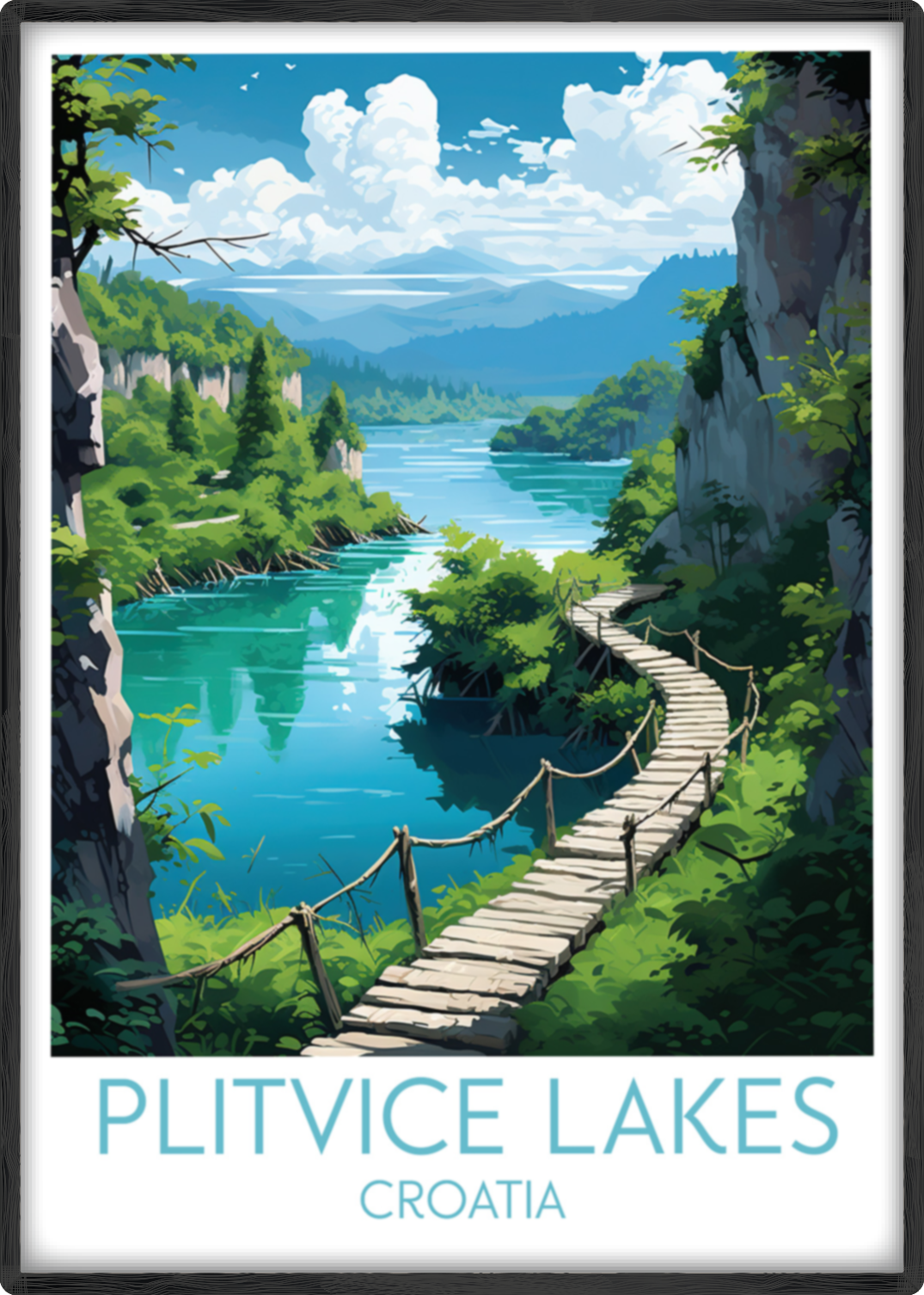 plitvice lakes travel poster main croatia