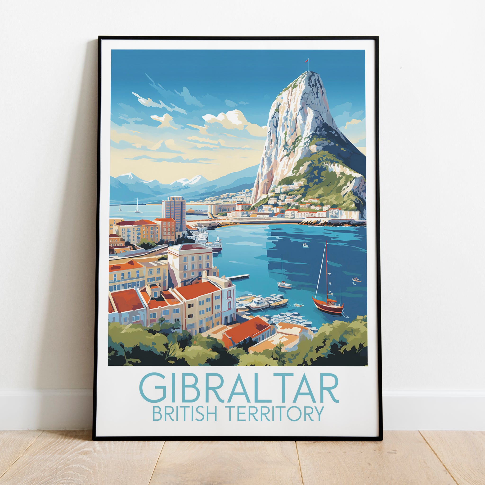 Gibraltar travel poster on the ground British Territory