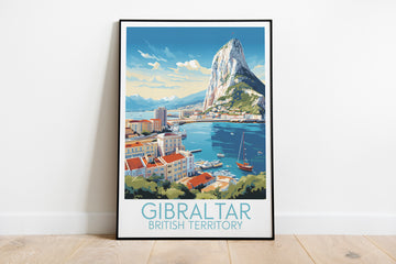 Gibraltar travel poster on the ground British Territory