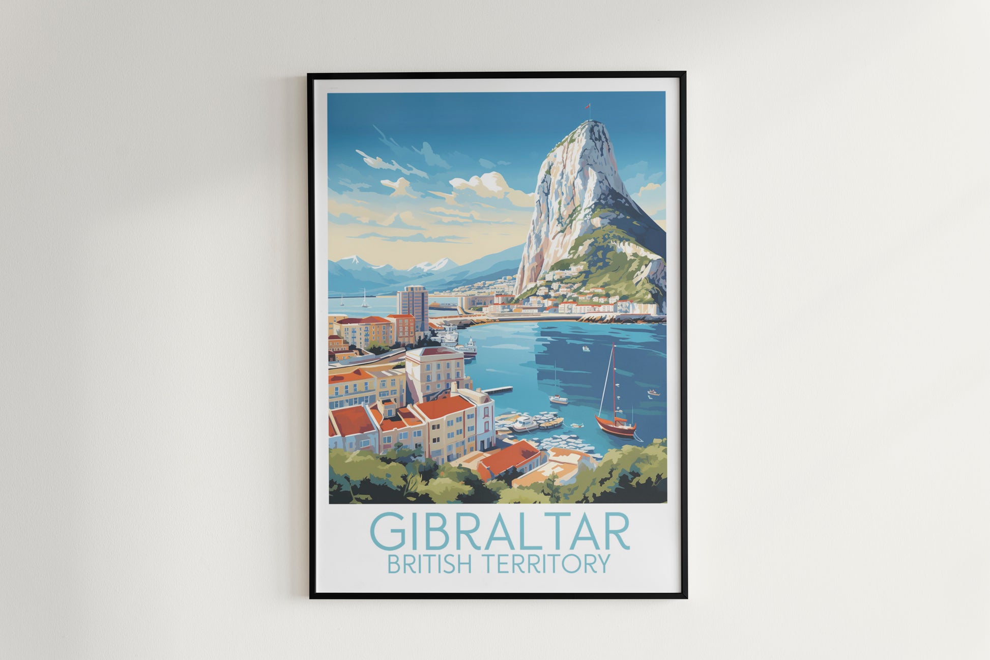 Gibraltar travel poster on the wall British Territory