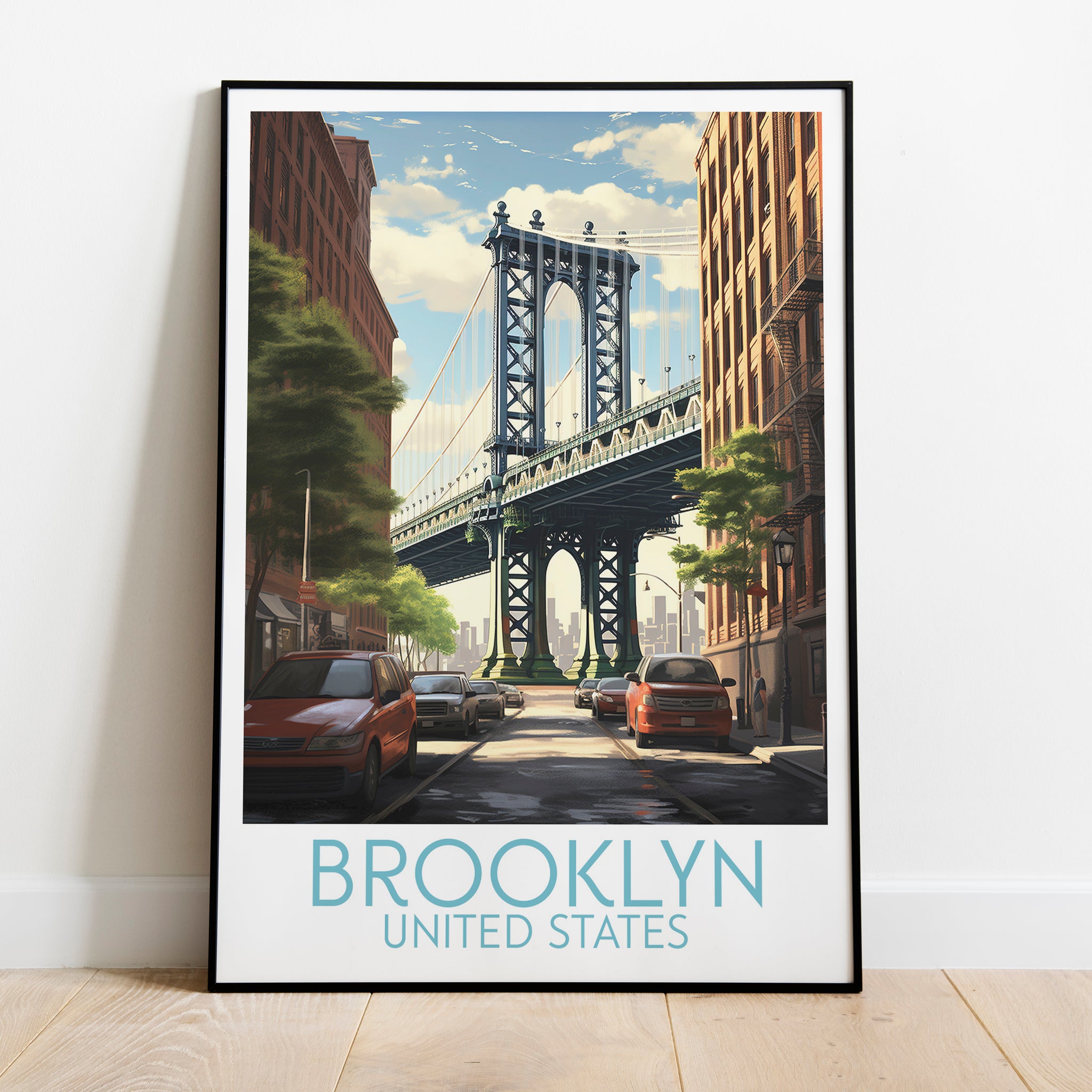 Brooklyn travel poster on the ground United States