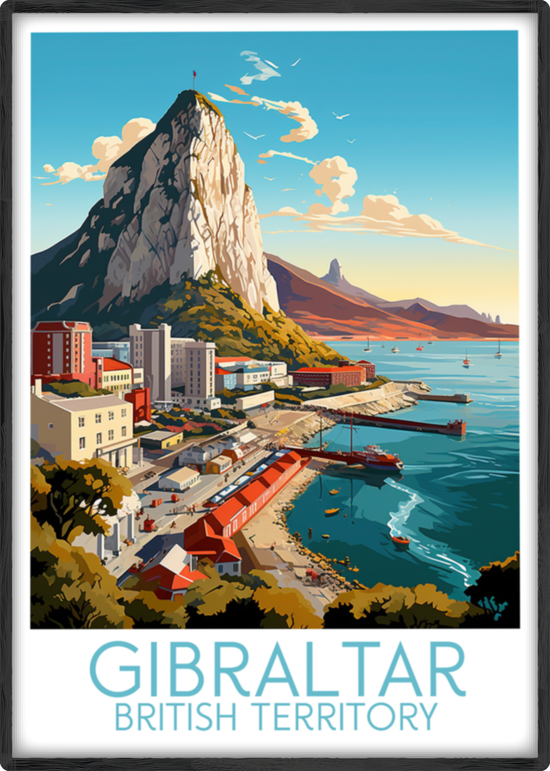 Gibraltar travel poster main British Territory