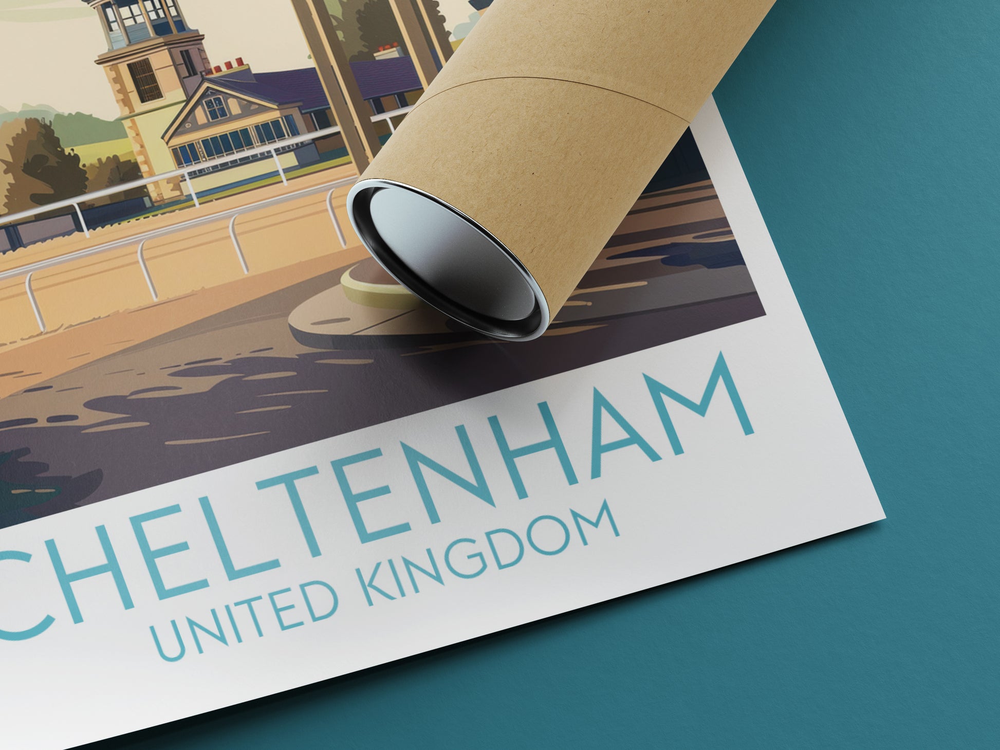 Cheltenham travel poster rolled United Kingdom