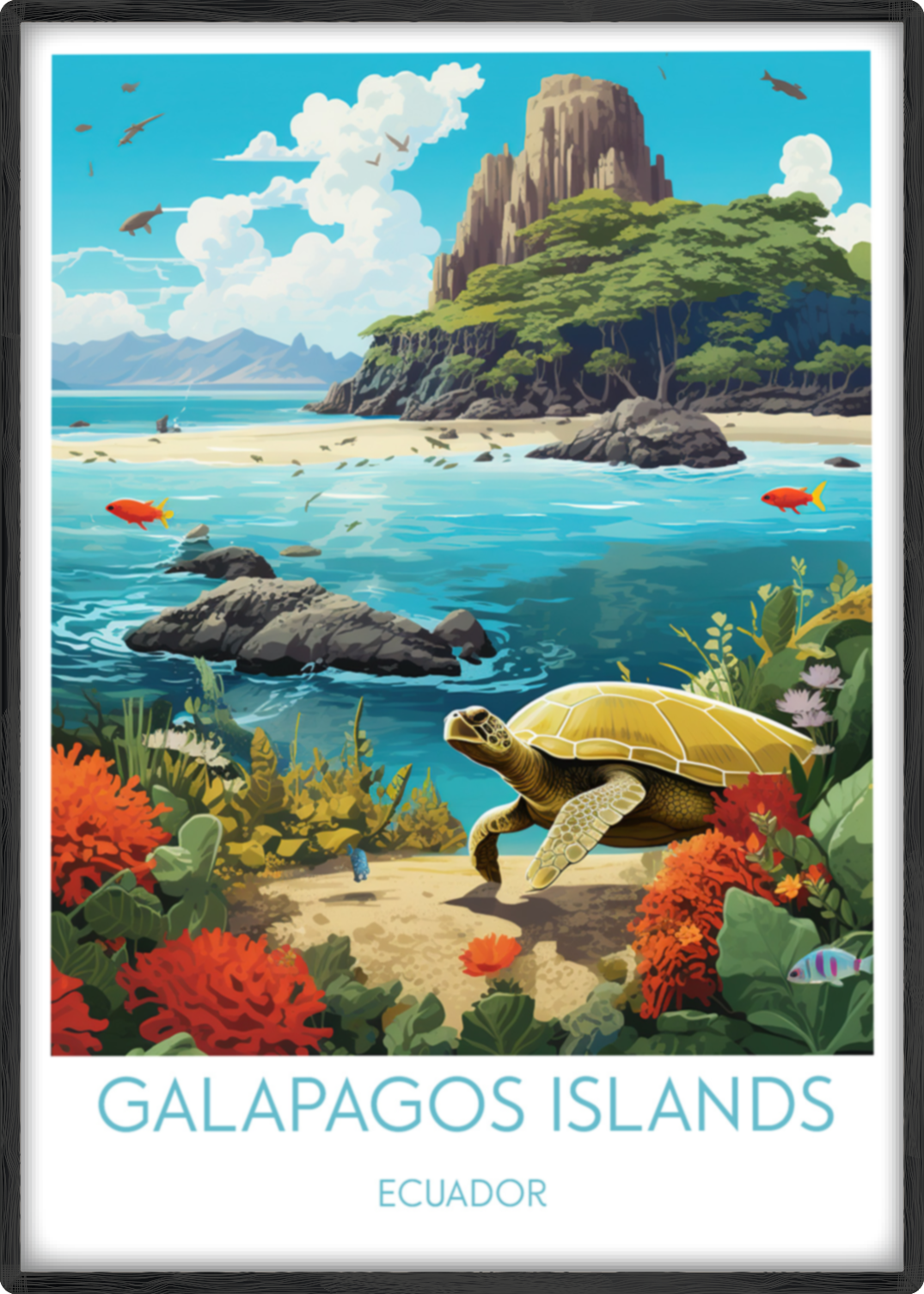 galapagos islands travel poster main ecuador