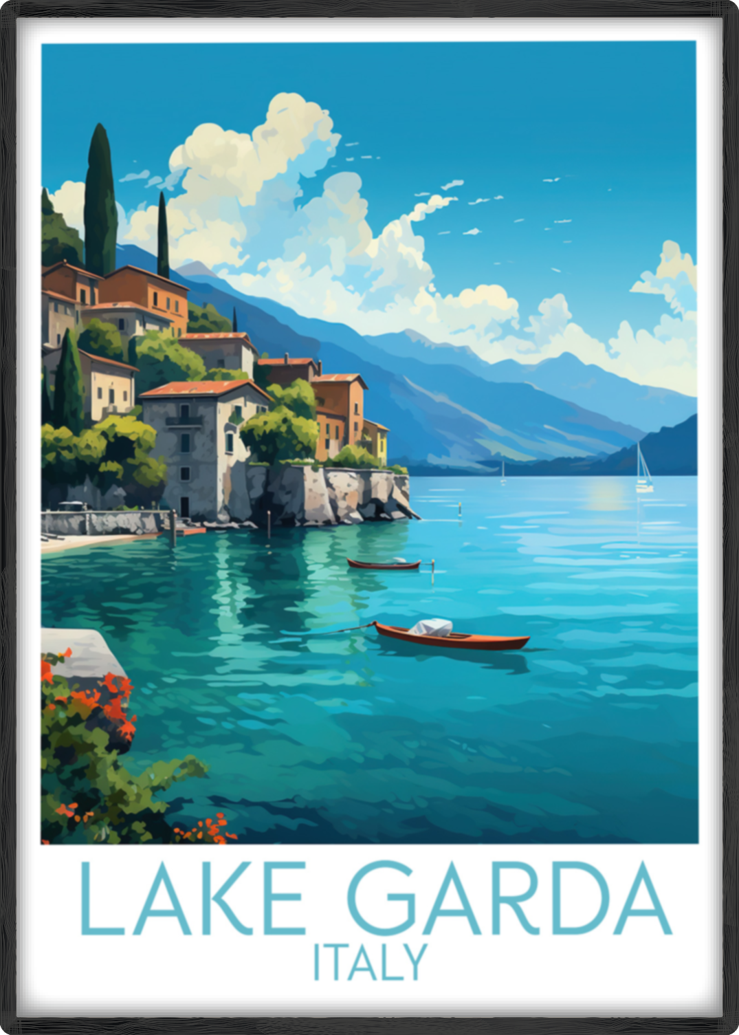 lake garda travel poster main italy