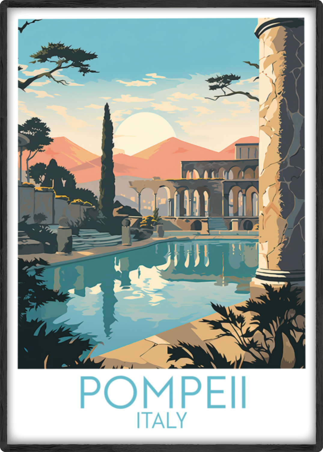 pompeii travel poster main italy