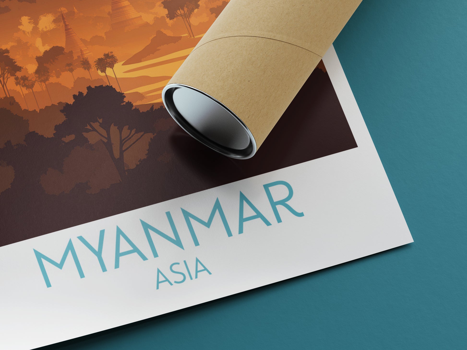 Myanmar travel poster rolled Asia