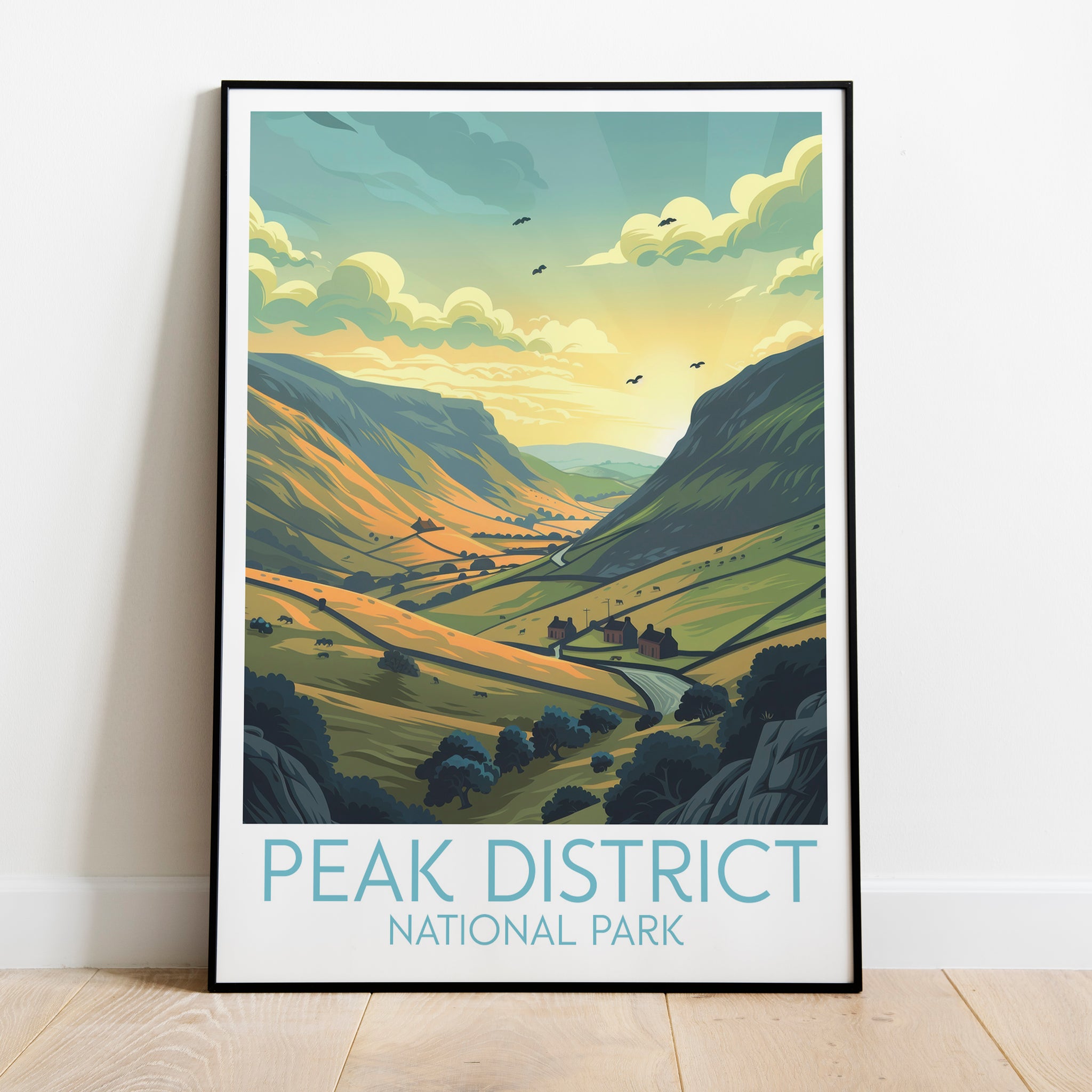 Peak District travel poster on the ground National Park