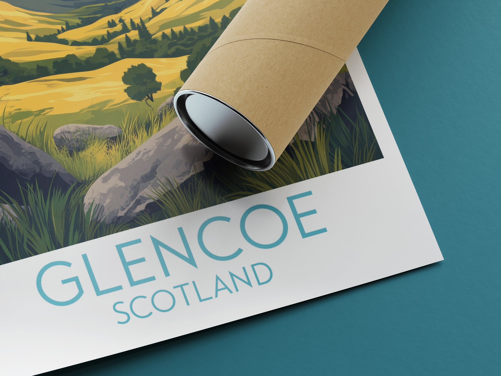 Glencoe travel poster rolled Scotland