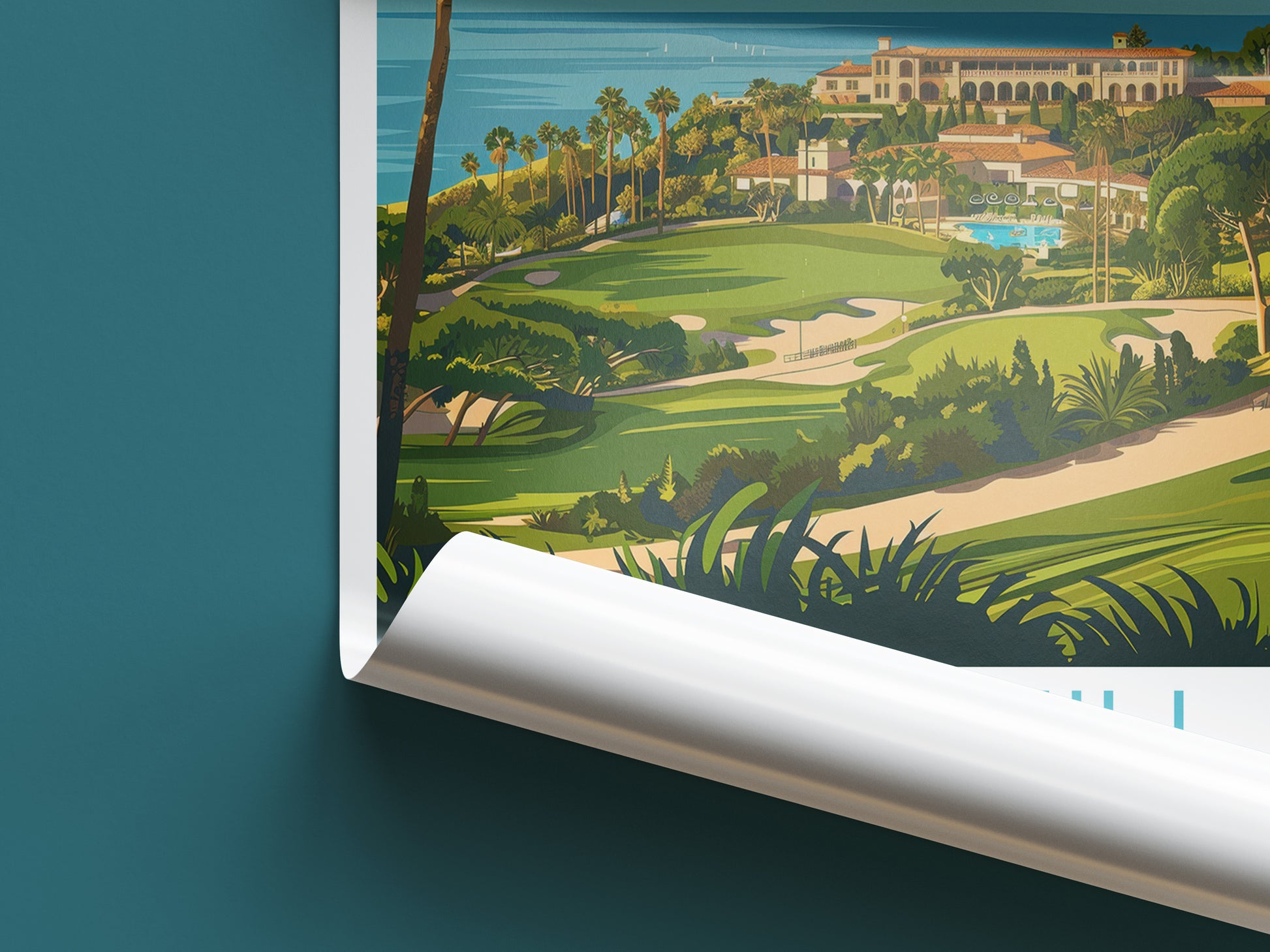 Pelican Hill travel poster roll up California